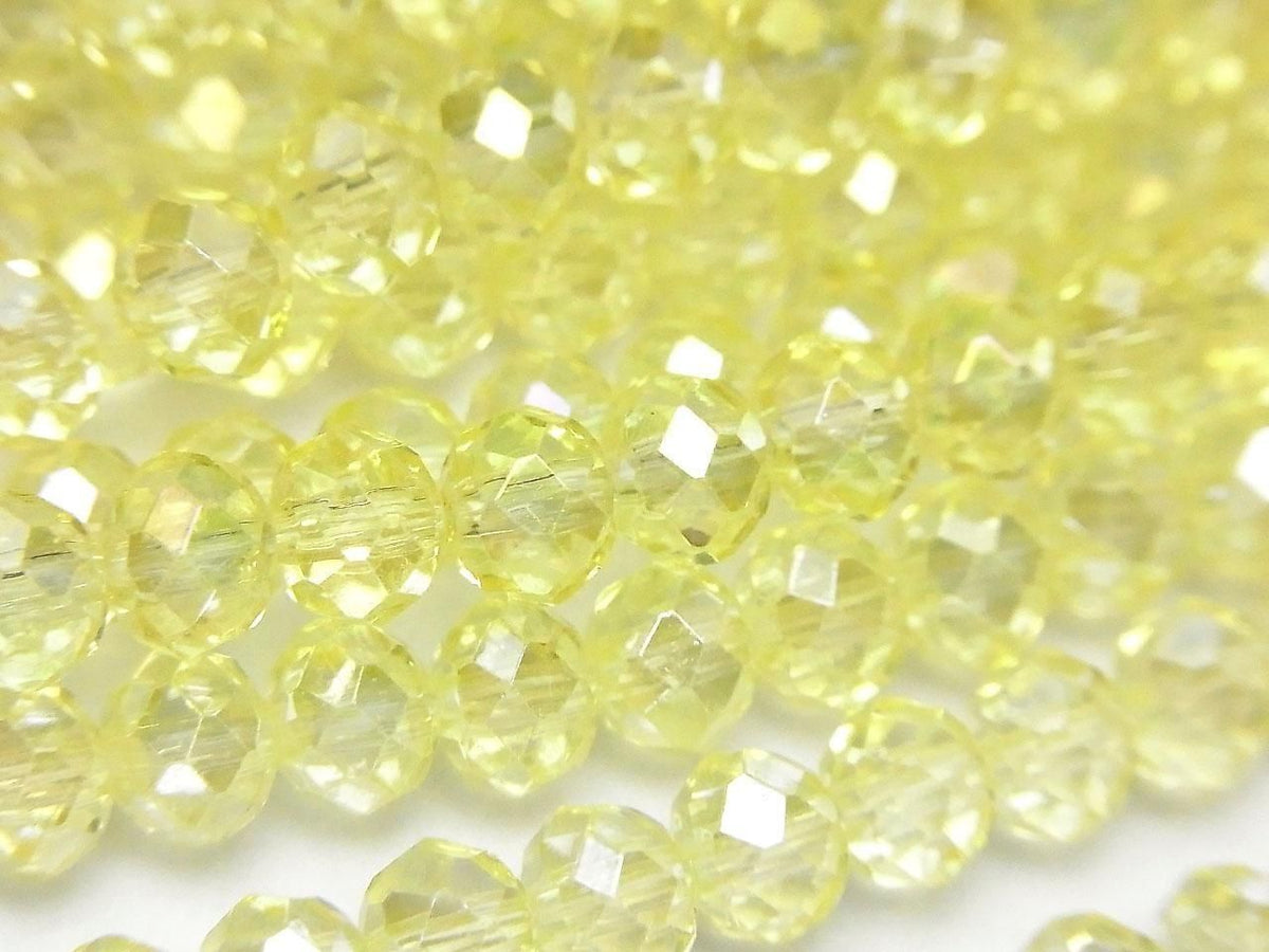 Glass Beads Faceted Button Rondelle 5.5x5.5x4.5mm Clear Yellow Silver-AB 1strand beads (approx. 15inch/36cm)