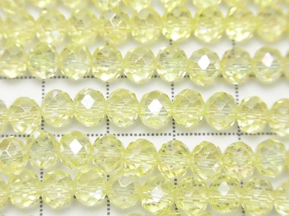 Glass Beads Faceted Button Rondelle 5.5x5.5x4.5mm Clear Yellow Silver-AB 1strand beads (approx. 15inch/36cm)
