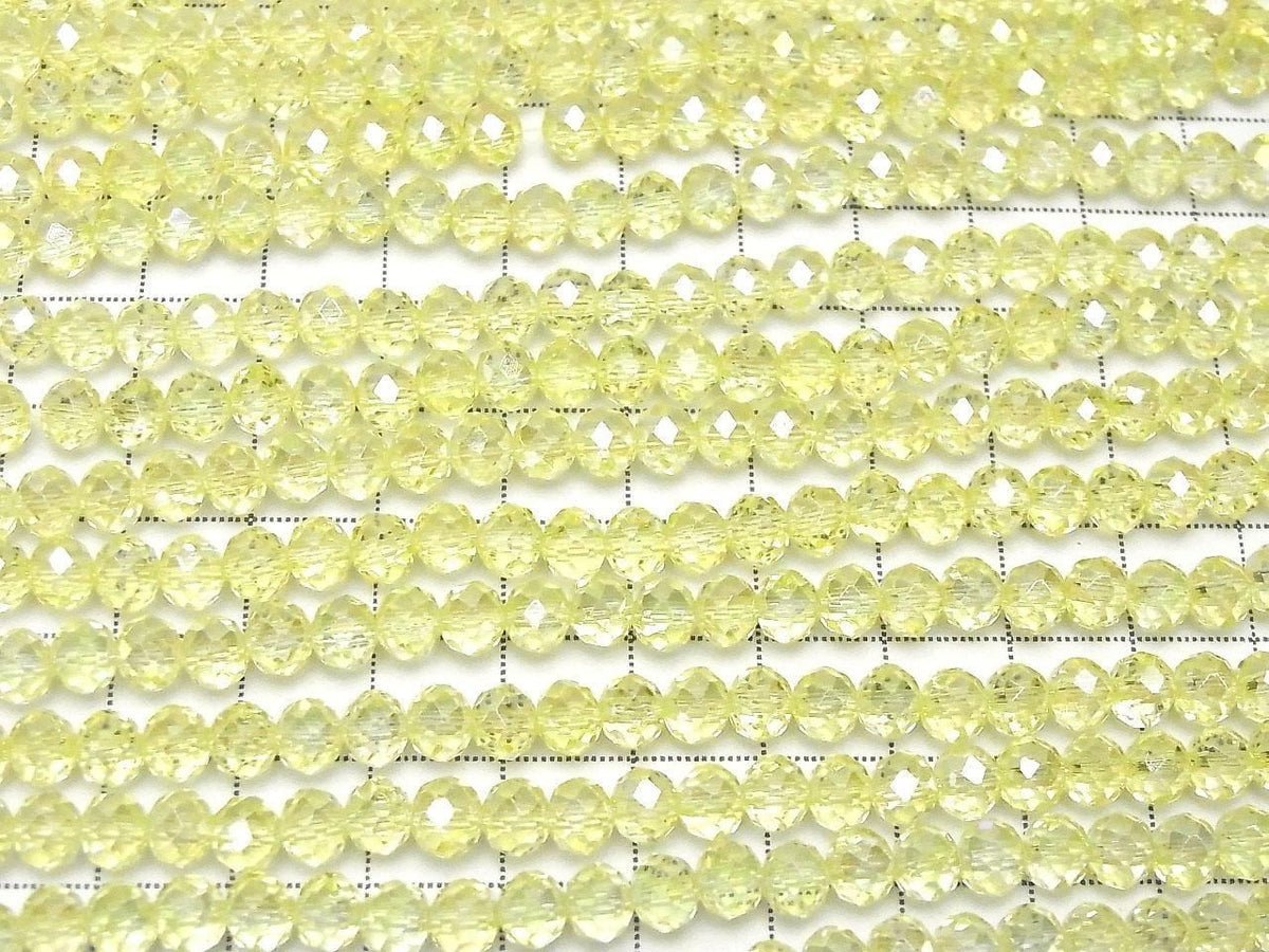 Glass Beads Faceted Button Rondelle 5.5x5.5x4.5mm Clear Yellow Silver-AB 1strand beads (approx. 15inch/36cm)