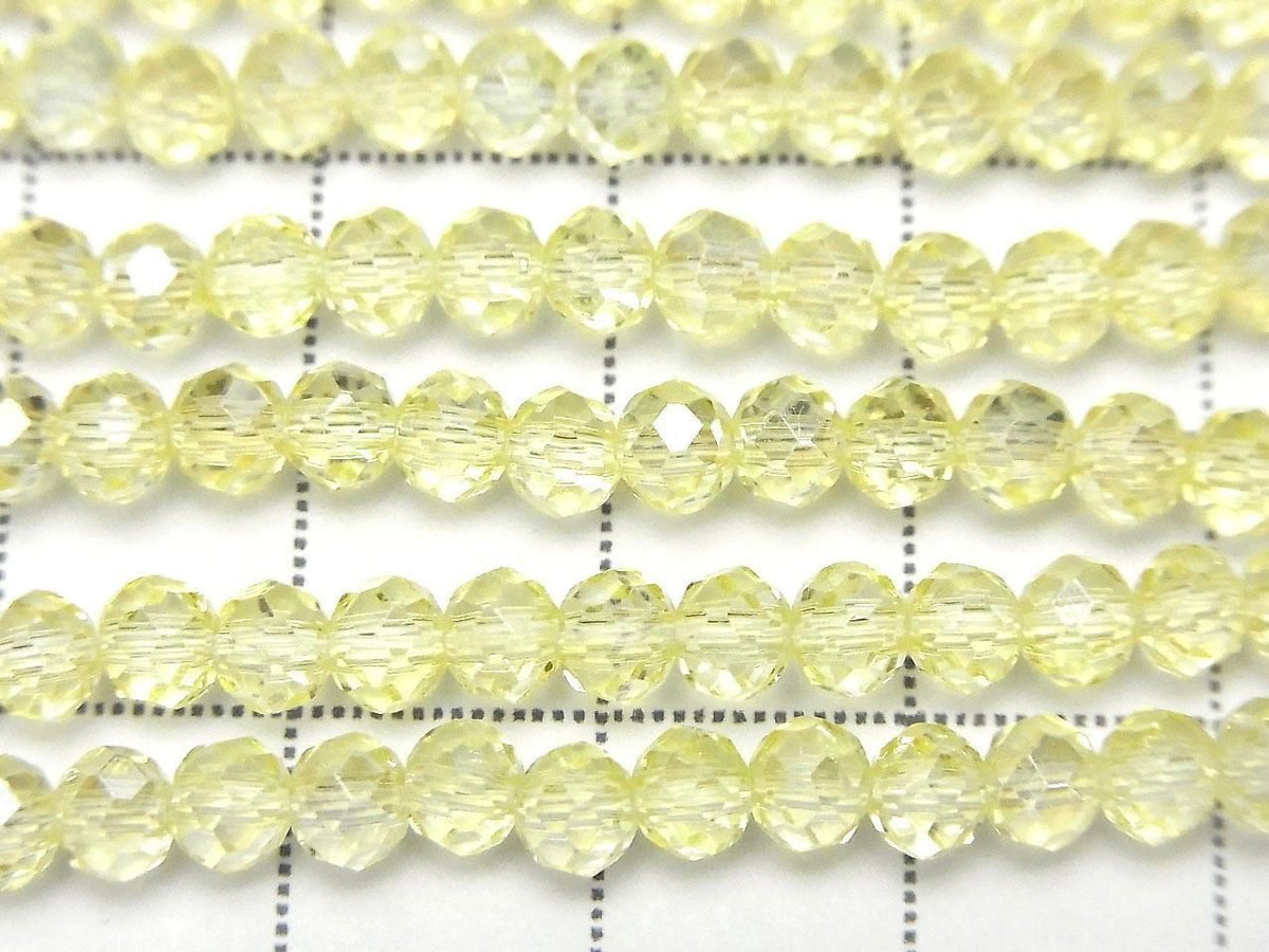 Glass Beads Faceted Button Rondelle 4x4x3.5mm Clear Yellow Silver-AB 1strand beads (approx. 15inch/37cm)
