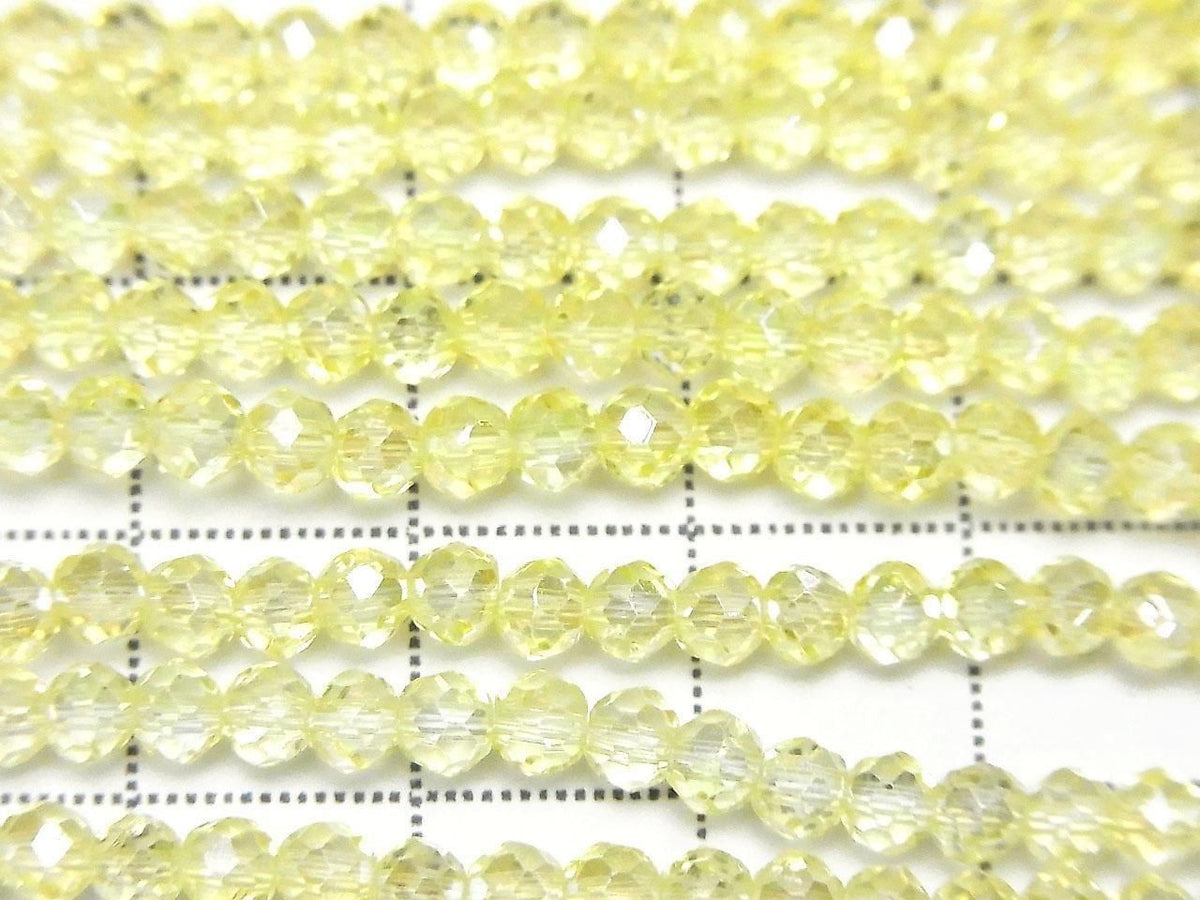 Glass Beads Faceted Button Rondelle 3.5x3.5x3mm Clear Yellow Silver-AB 1strand beads (approx. 13inch/31cm)