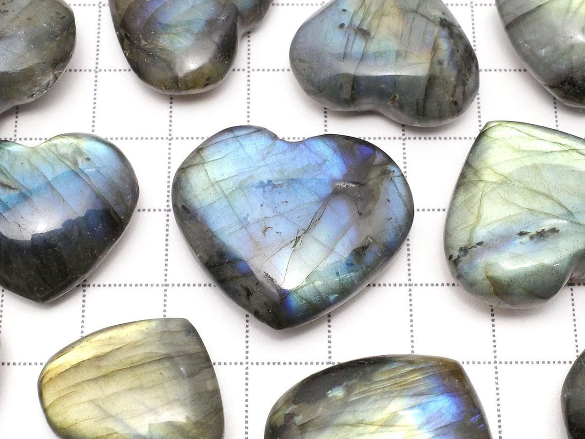 Labradorite AA++ Undrilled Heart 3pcs