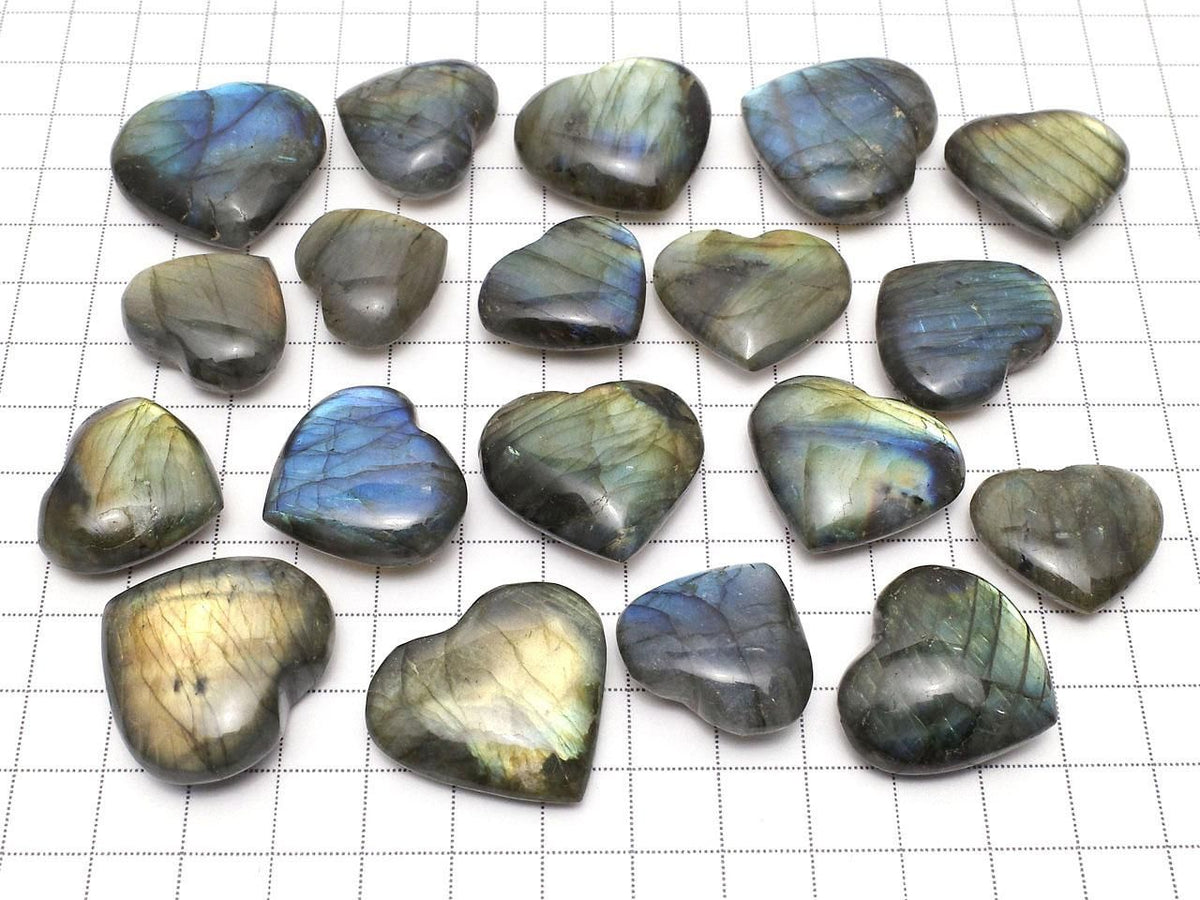 Labradorite AA++ Undrilled Heart 3pcs