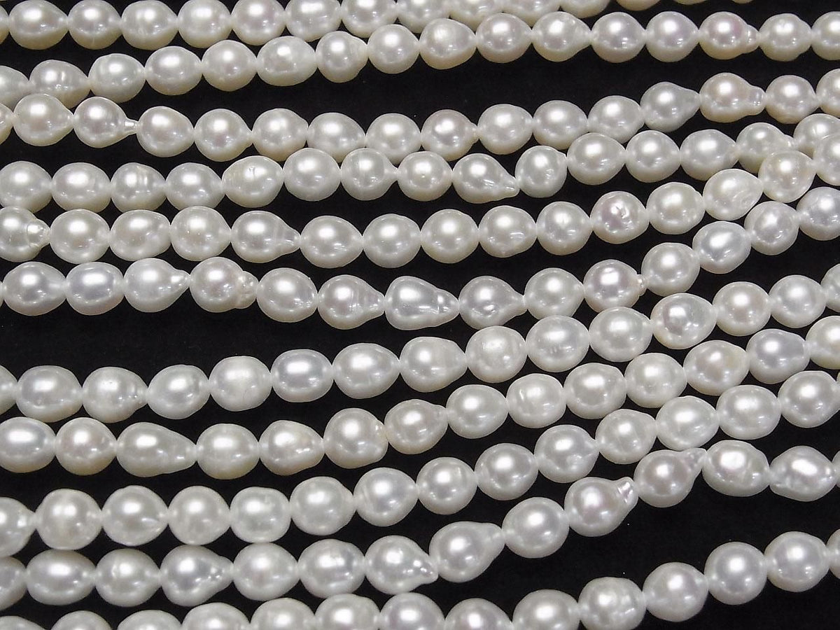 Fresh Water Pearl AA+ Rice Drop 7x6x6mm White 1strand beads (approx. 15inch/37cm)