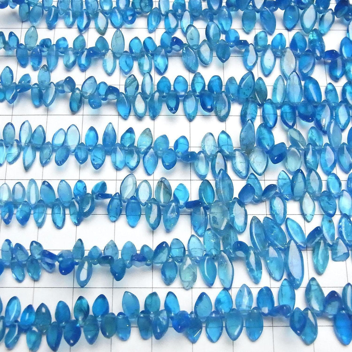 Neon blue Apatite AA++ Marquise (Smooth) half or 1strand beads (approx. 6 inches/16 cm)