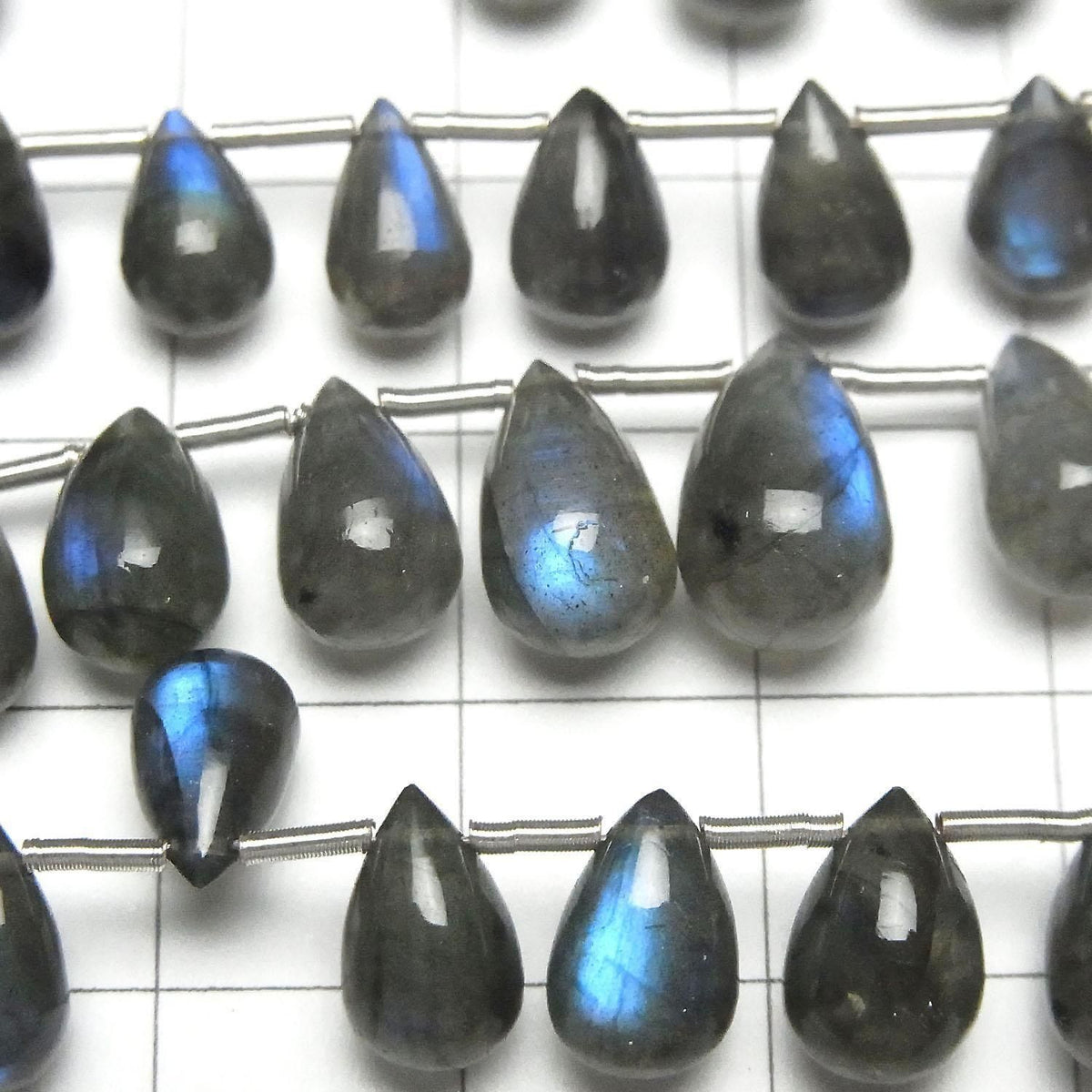 High Quality Blue Labradorite AAA- Drop (Smooth) half or 1strand beads (26pcs )