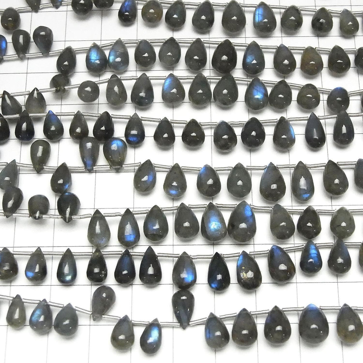 High Quality Blue Labradorite AAA- Drop (Smooth) half or 1strand beads (26pcs )
