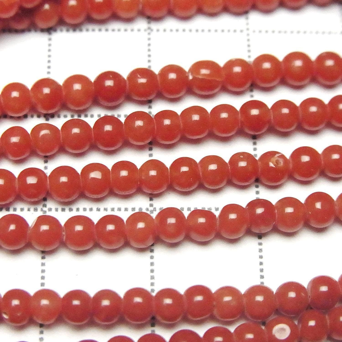 Sardinian genuine coral red round 3mm half or 1strand beads (approx. 17 inches/42 cm)