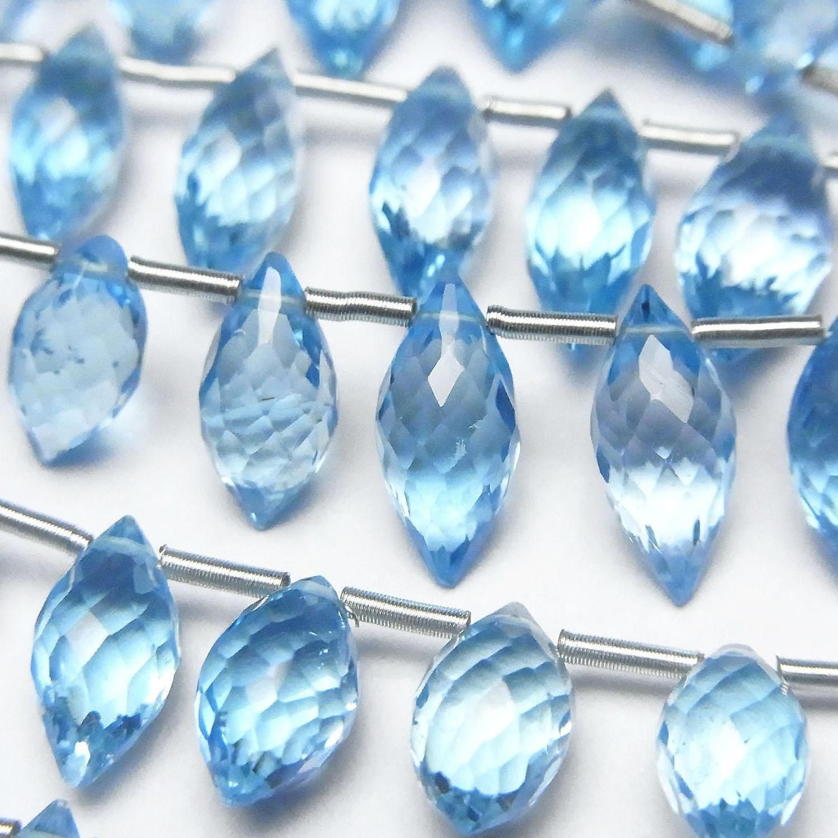High Quality Swiss Blue Topaz AAA Marquise Rice Faceted Briolette Half or 1strand beads (approx. 5 inches/12 cm)