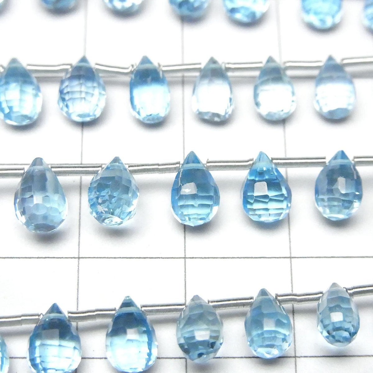 High Quality Swiss Blue Topaz AAA Faceted Drop Half or 1strand beads (approx. 5 inches/12 cm)