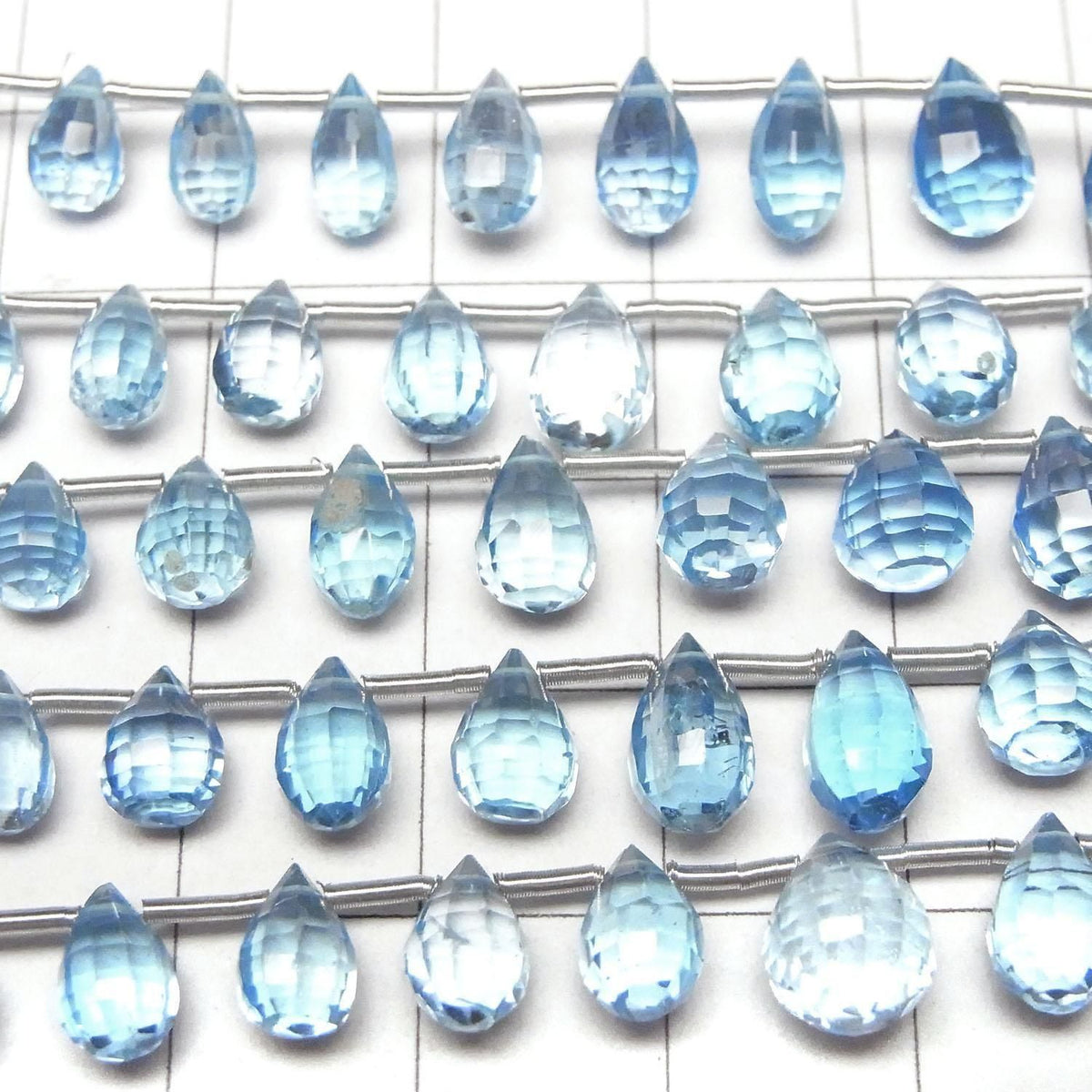 High Quality Swiss Blue Topaz AAA Faceted Drop Half or 1strand beads (approx. 5 inches/12 cm)