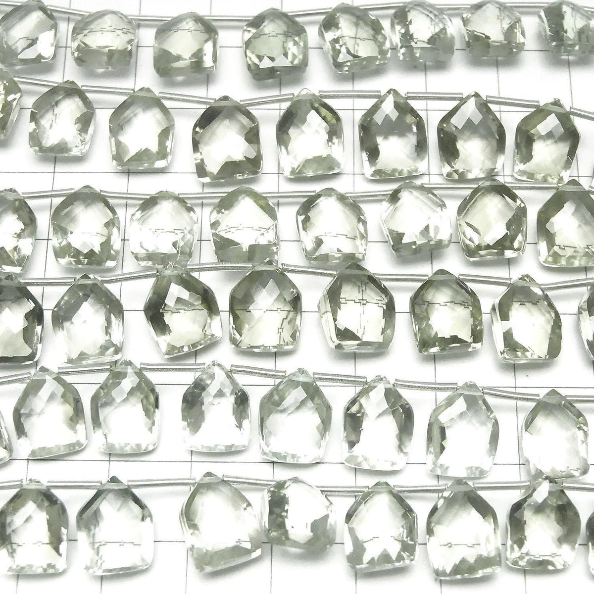 High Quality Green Amethyst AAA Irregular Pentagon Cut Half or 1strand beads (8pcs)