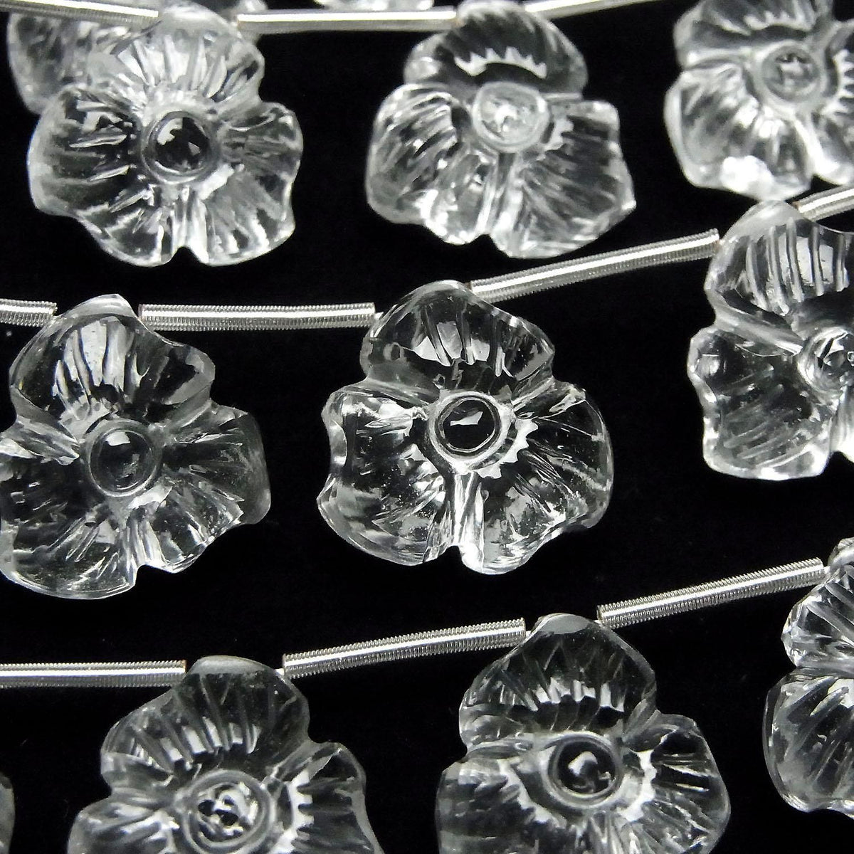 High Quality AAA Crystal Carved Flower Shape Half or 1strand beads (8pcs)