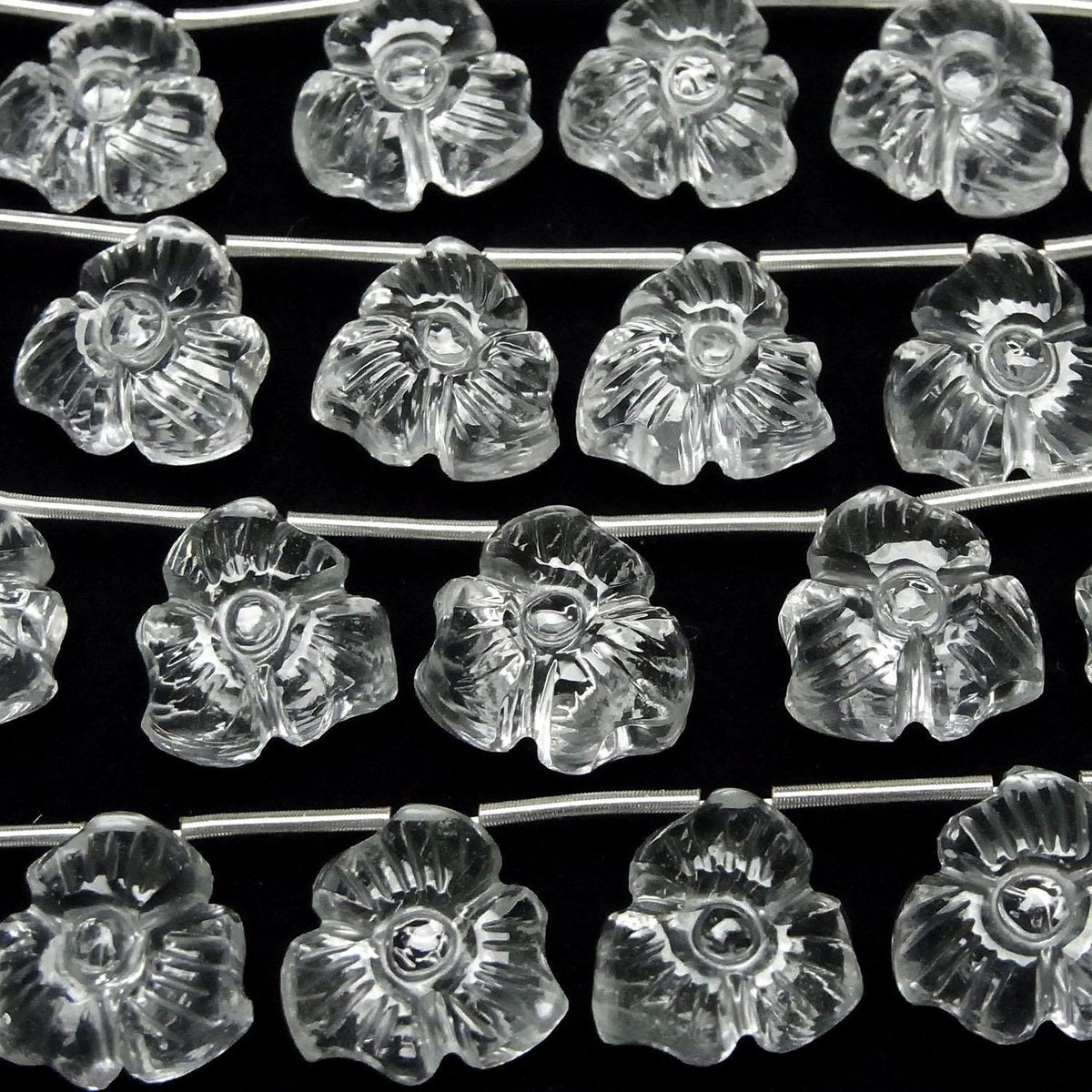 High Quality AAA Crystal Carved Flower Shape Half or 1strand beads (8pcs)