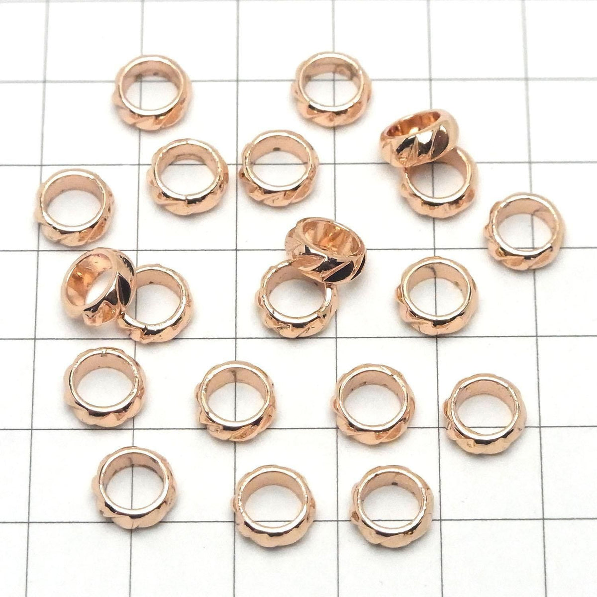 Metal parts Rondelle 8x8x3.5mm Pink Gold color 10pcs