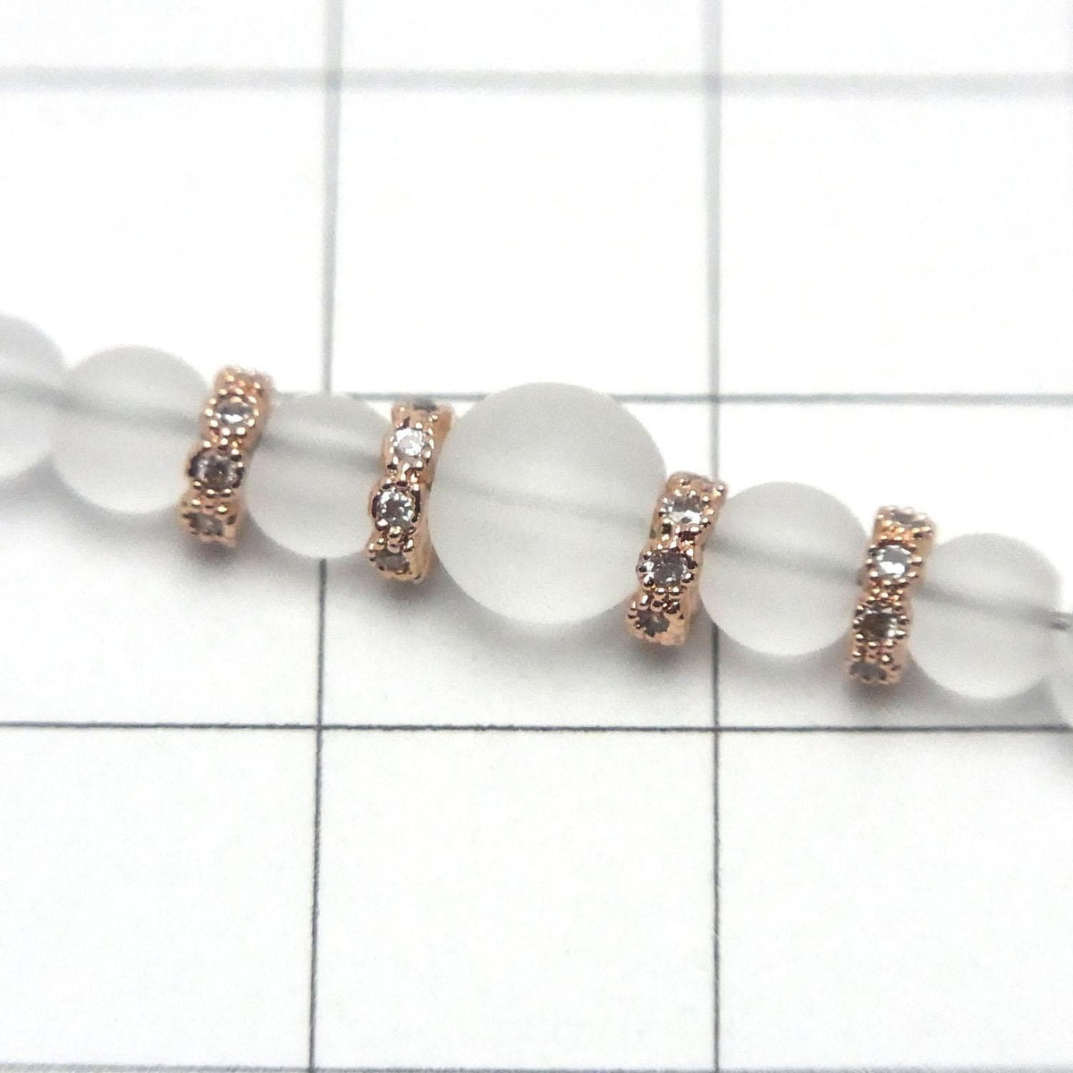 Metal parts Rondelle 4x4x1.5mm (with CZ) Pink Gold color 5pcs