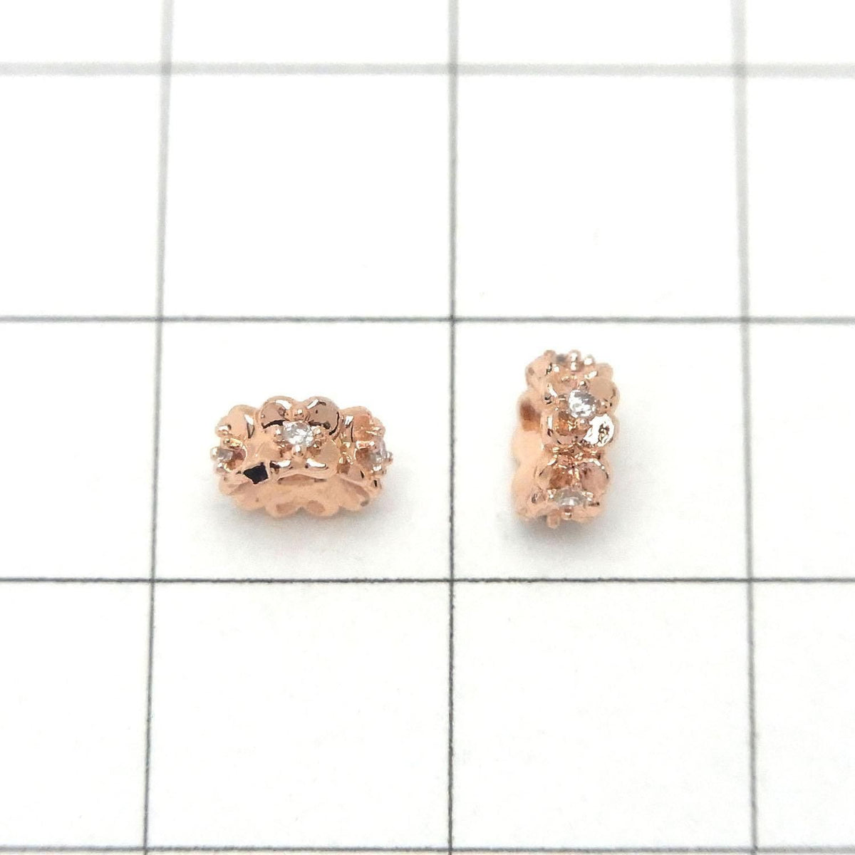 Metal parts Rondelle 6x6x2.5mm Pink Gold (with CZ) 2pcs