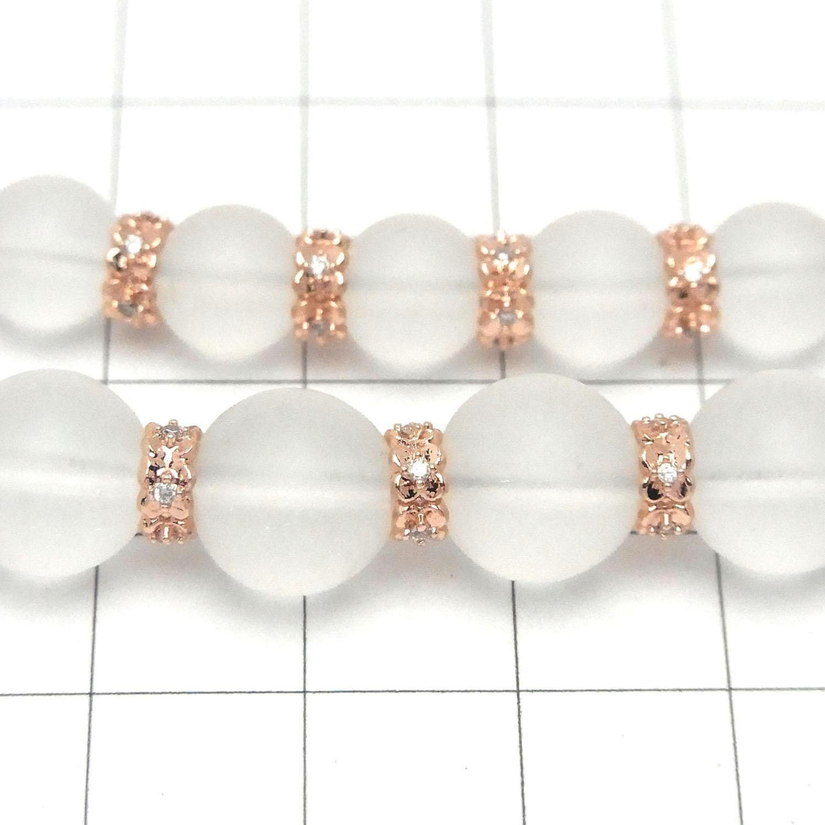 Metal parts Rondelle 6x6x2.5mm Pink Gold (with CZ) 2pcs