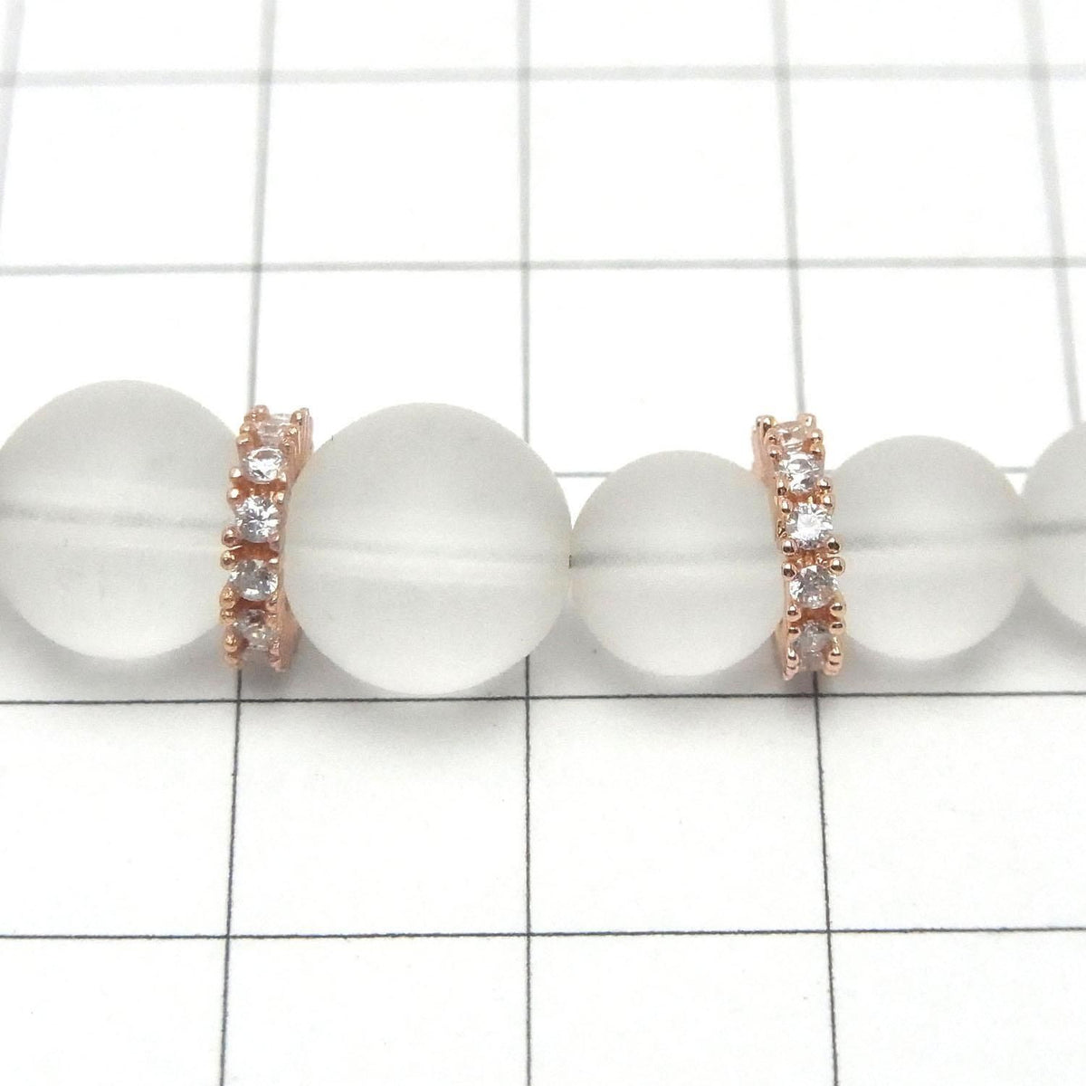 Metal parts Rondelle 9x9x2mm Pink Gold color (with CZ) 3pcs