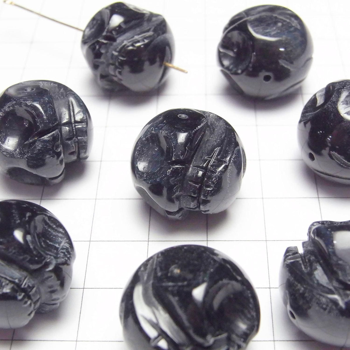 Blue Tiger's Eye AAA- Skull Vertical Hole 20mm 1pc