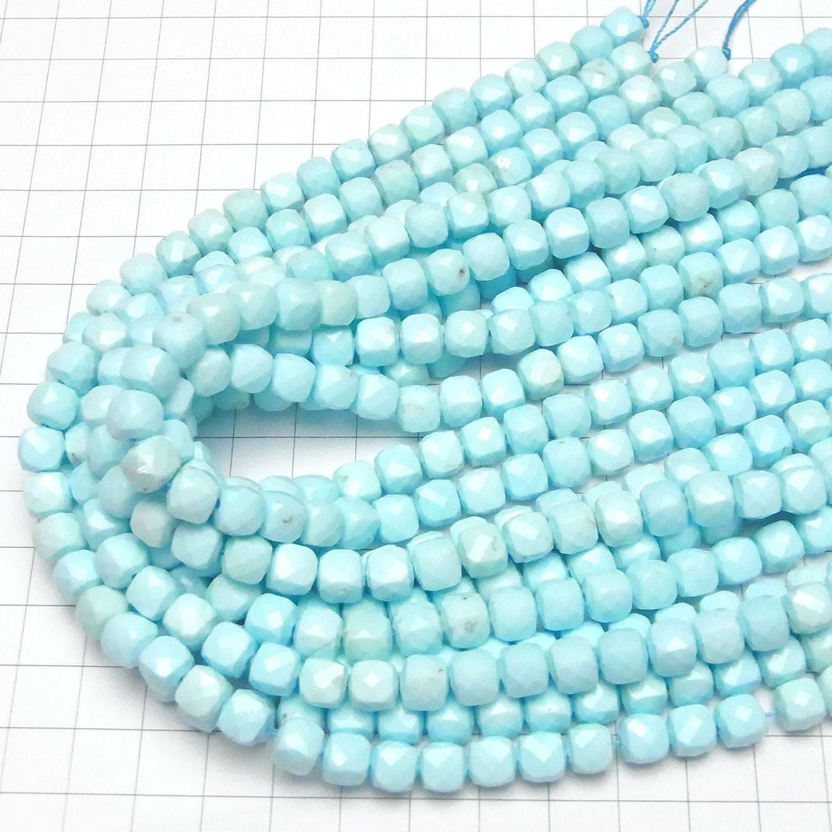 Magnesite Turquoise Light Blue Cube Shape 7x7x7mm 1strand beads (approx. 14inch/35cm) High Quality!