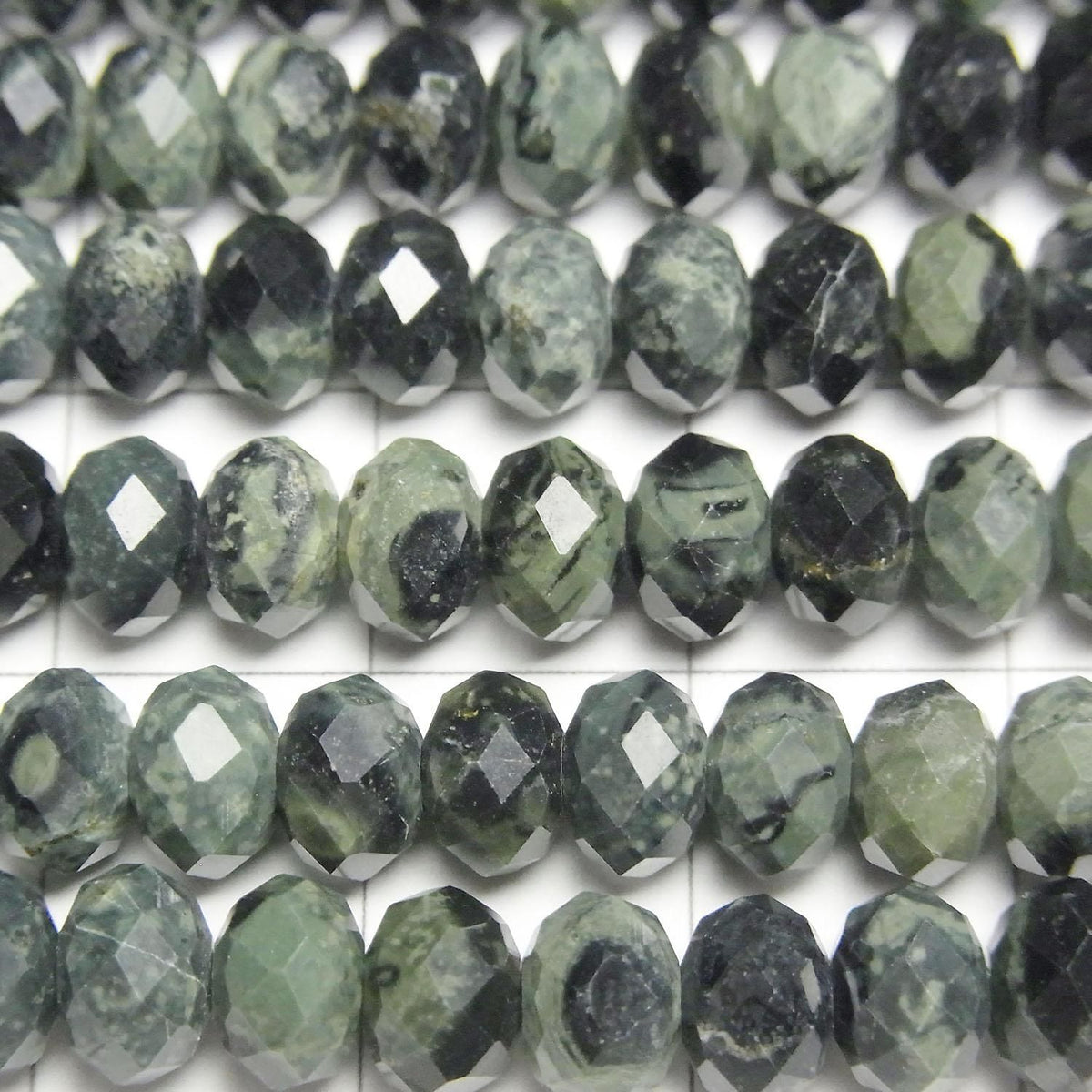 Kambaba Jasper Faceted Button Rondelle 6x6x4mm 1strand beads (aprx.15inch/36cm)High Quality!
