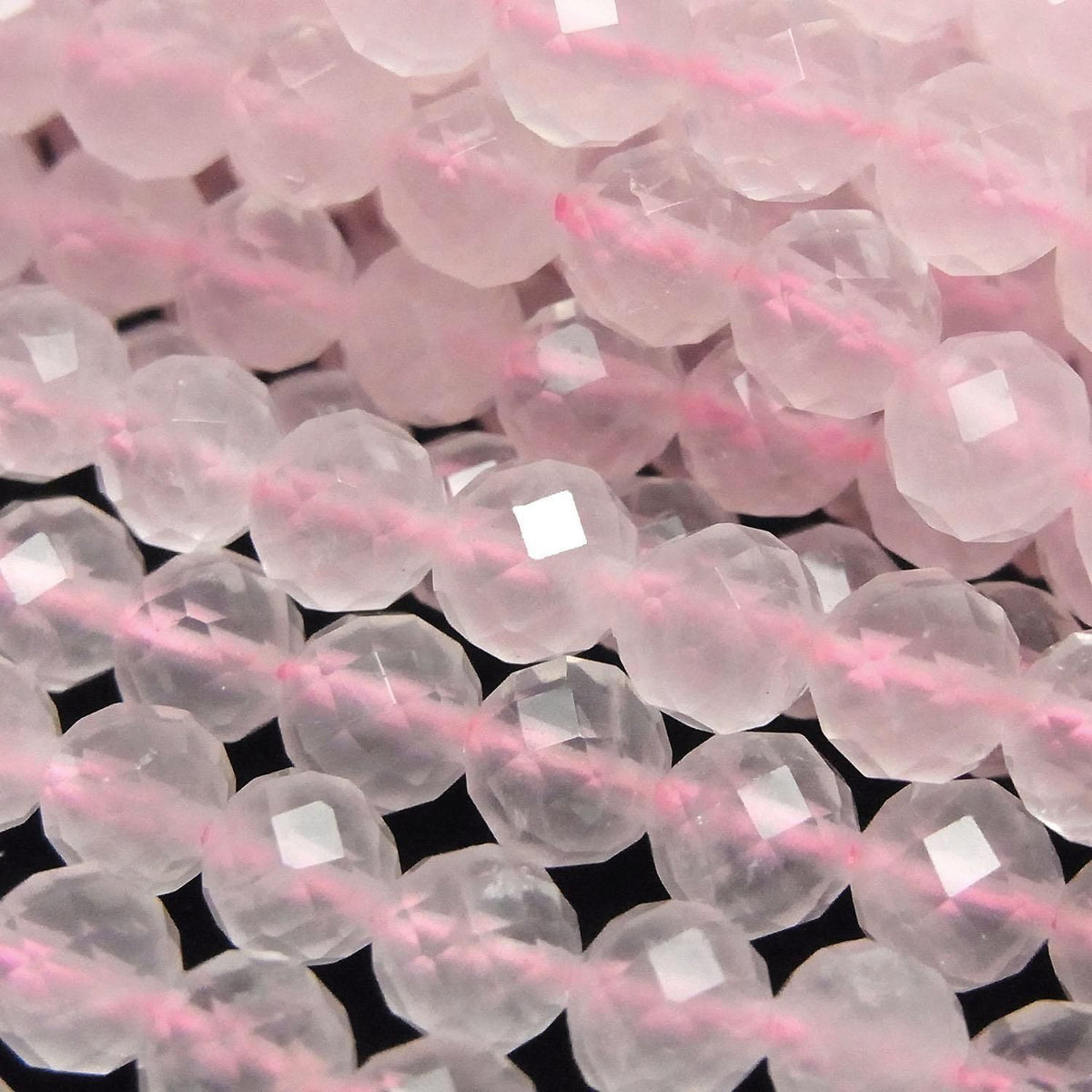 Rose Quartz AA++ 64Faceted Round 6mm 1strand beads (aprx.15inch/36cm)High Quality!