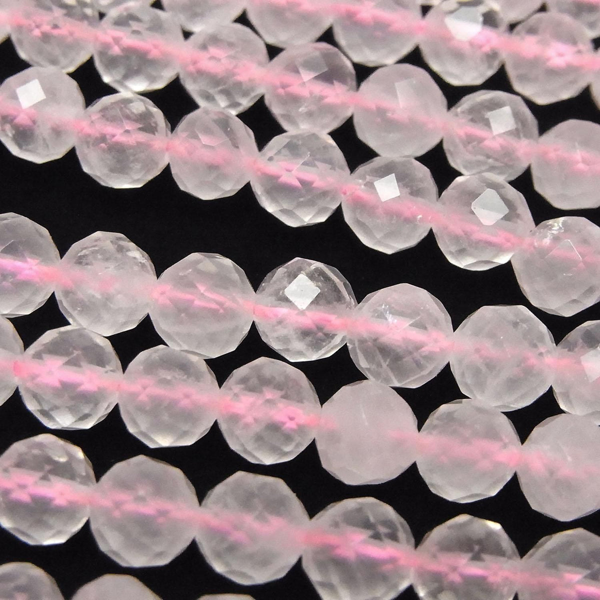 Rose Quartz AA++ 64Faceted Round 6mm 1strand beads (aprx.15inch/36cm)High Quality!