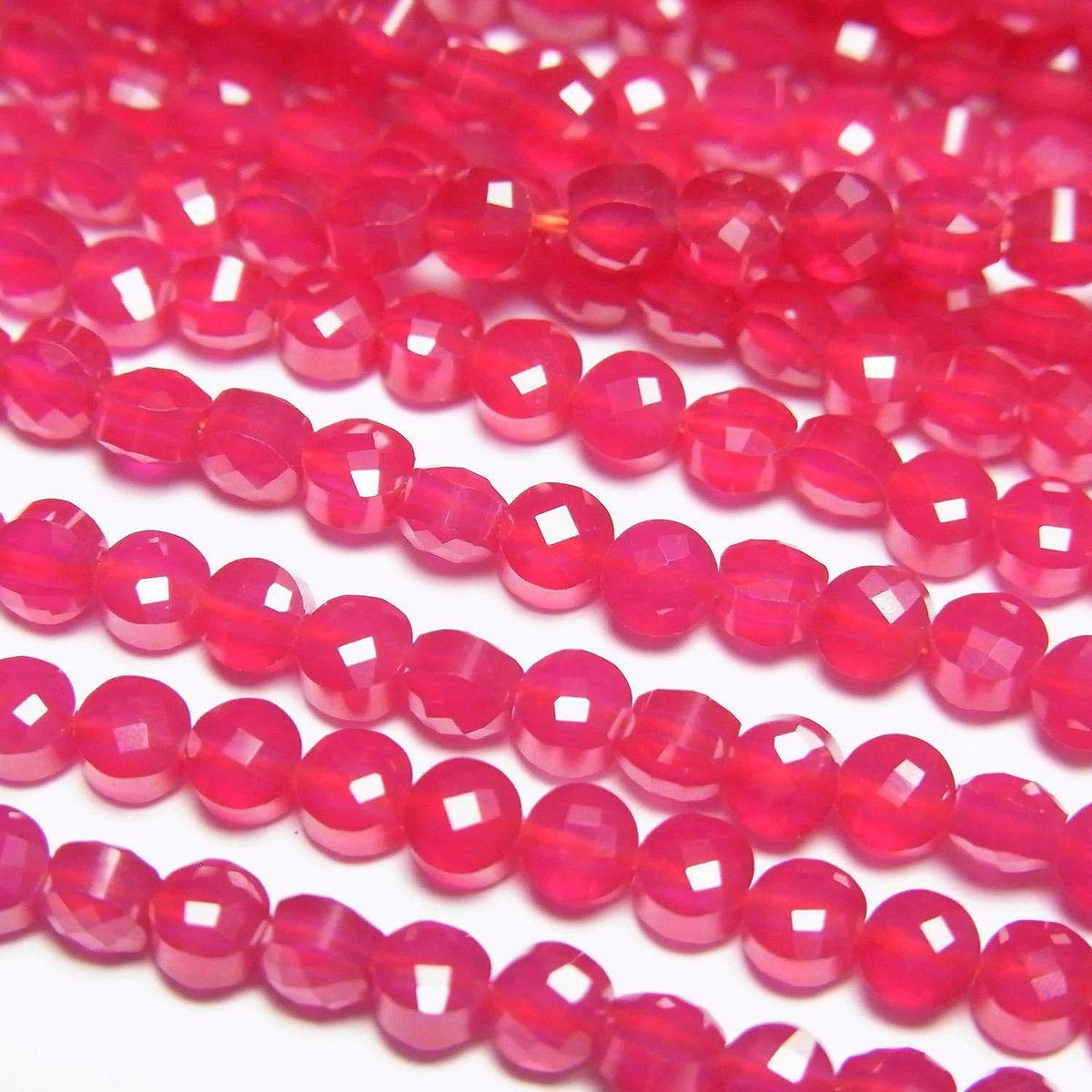 Synthetic Ruby AAA Faceted Coin 3x3x2.5mm half or 1strand beads (aprx.15inch/36cm)High Quality!