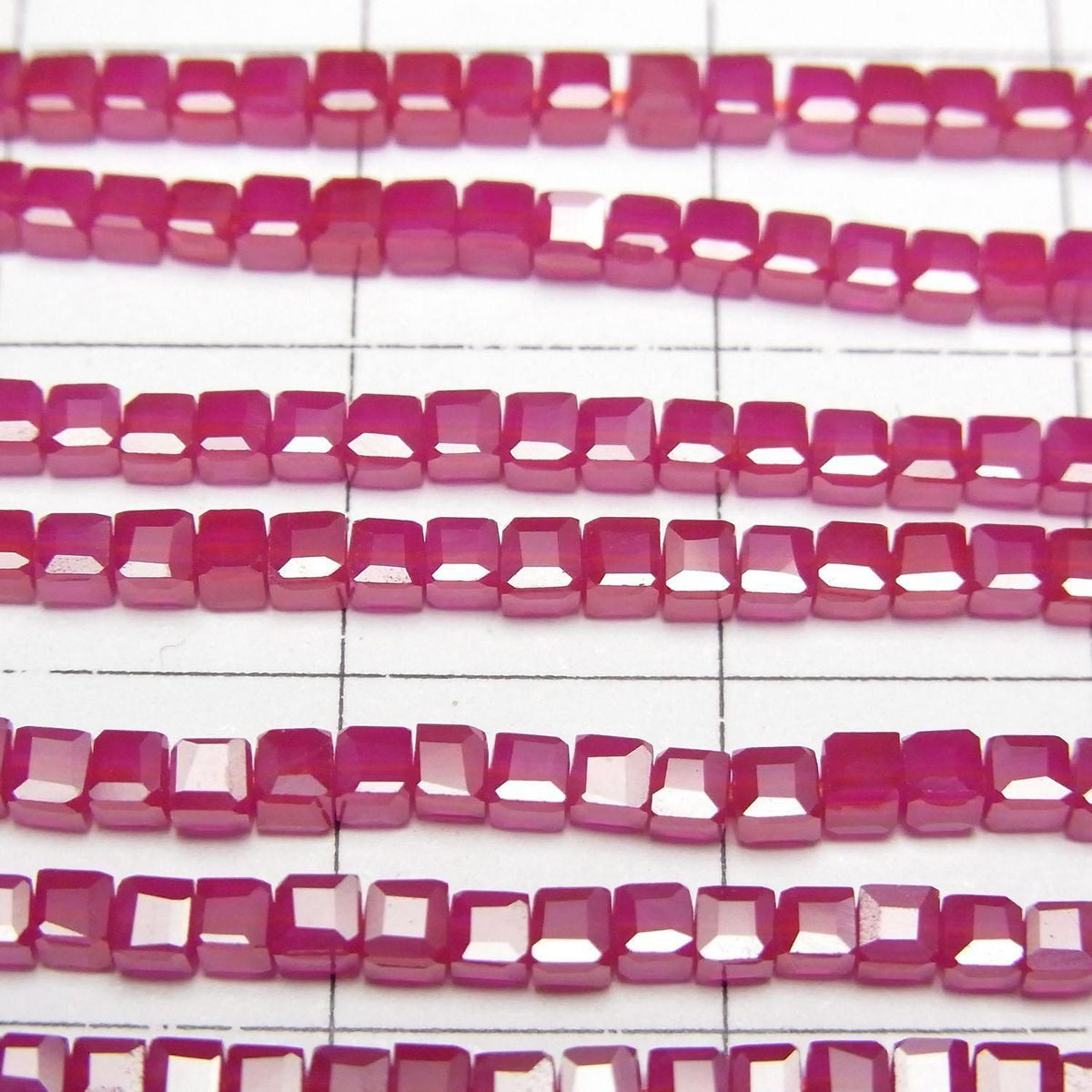 Synthetic Ruby AAA Cube Shape 2x2x2mm half or 1strand beads (aprx.15inch/36cm)High Quality!
