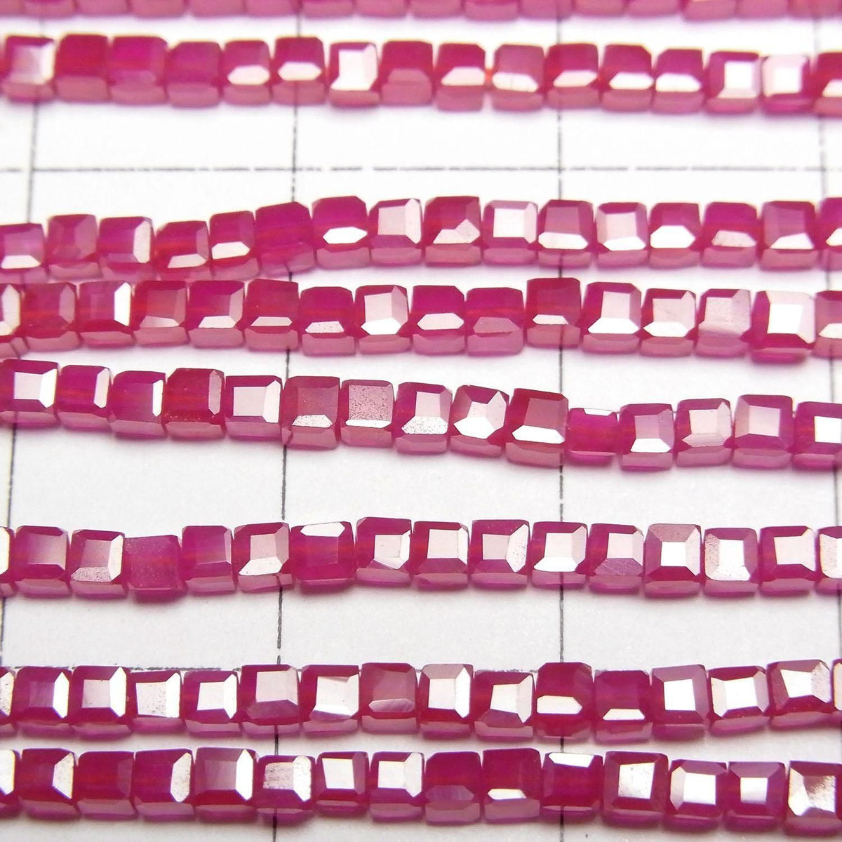 Synthetic Ruby AAA Cube Shape 2x2x2mm half or 1strand beads (aprx.15inch/36cm)High Quality!
