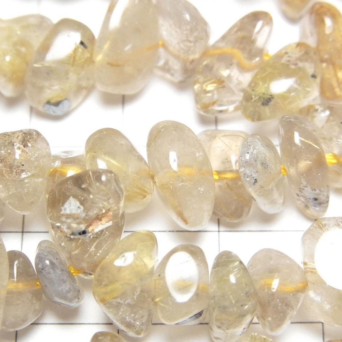 Rutilated Quartz AA Chips (Small Nugget ) 1strand beads (aprx.15inch/38cm)