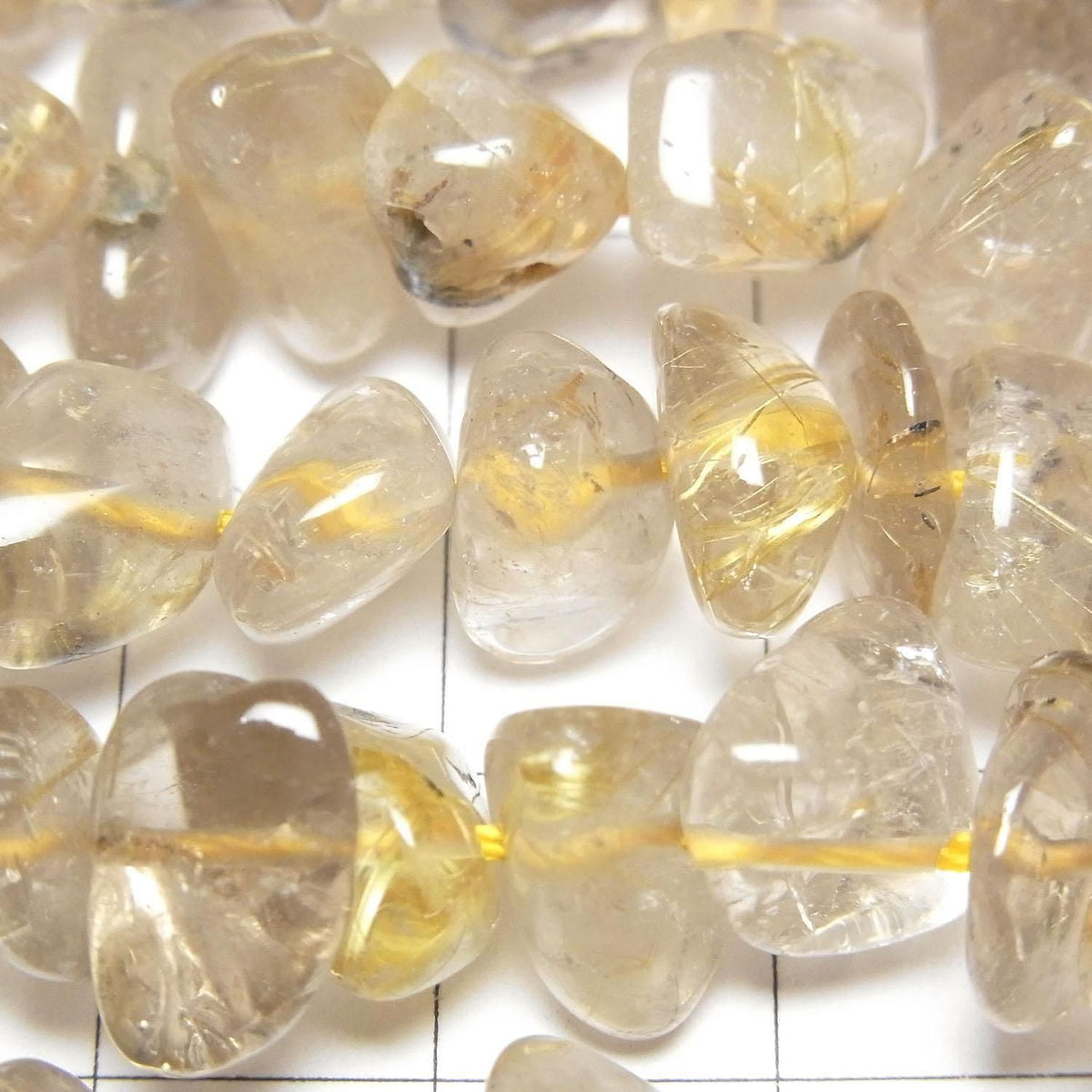 Rutilated Quartz AA Chips (Small Nugget ) 1strand beads (aprx.15inch/38cm)