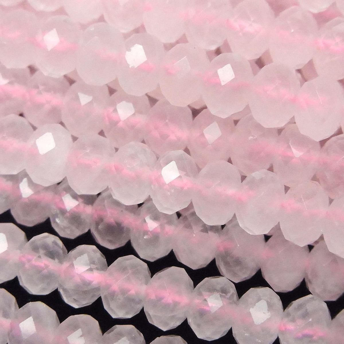 Rose Quartz AA++ Faceted Button Rondelle 6x6x4mm 1strand beads (aprx.15inch/38cm)High Quality!