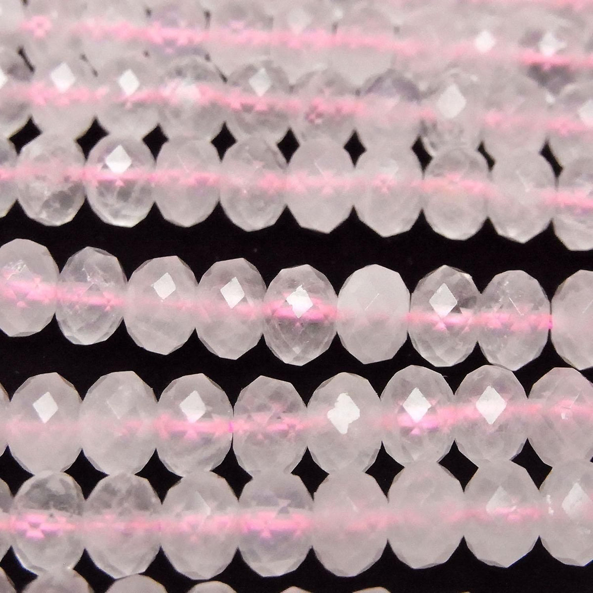 Rose Quartz AA++ Faceted Button Rondelle 6x6x4mm 1strand beads (aprx.15inch/38cm)High Quality!