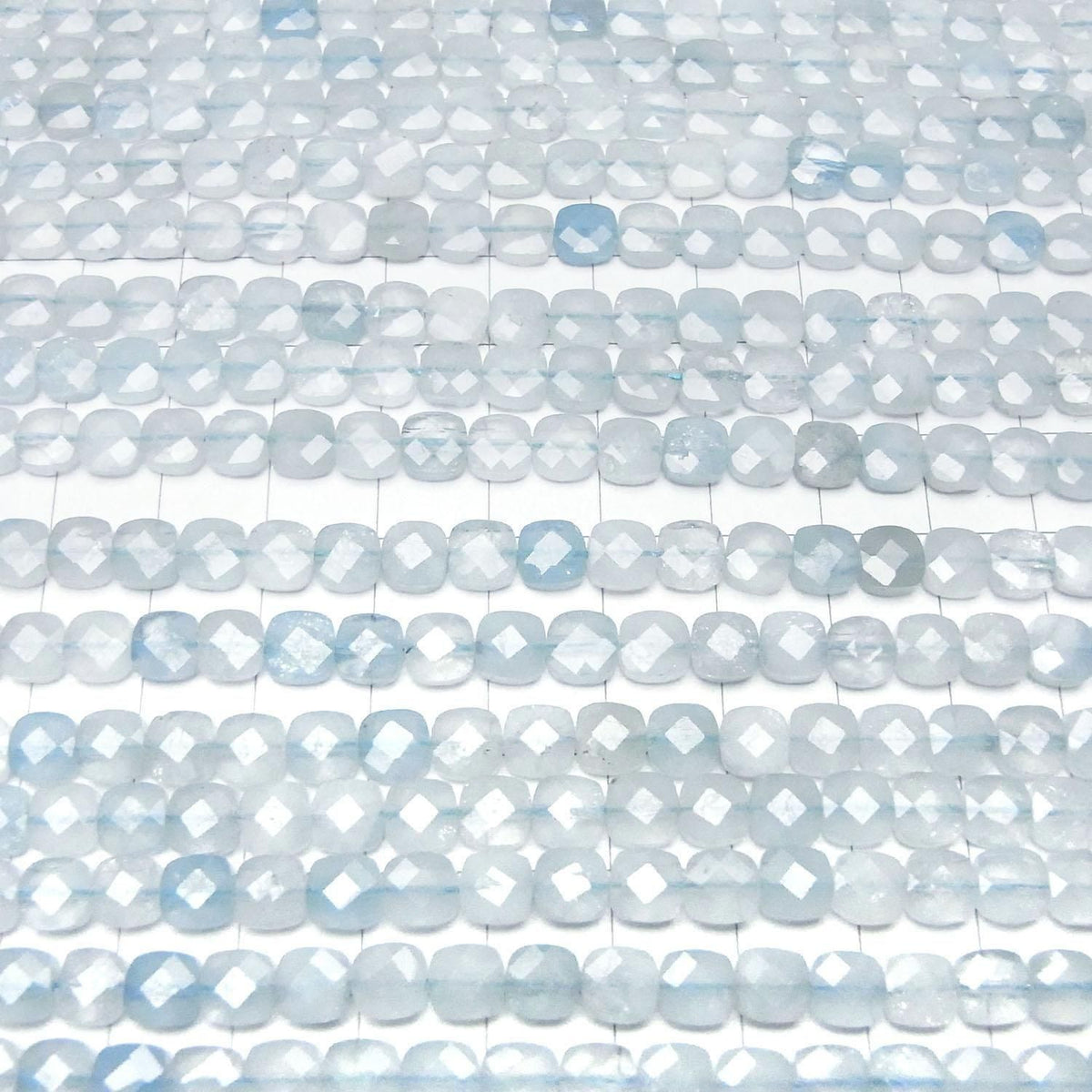 Aquamarine AA++ Faceted Square 6x6mm half or 1strand beads (aprx.14inch/35cm)High Quality!