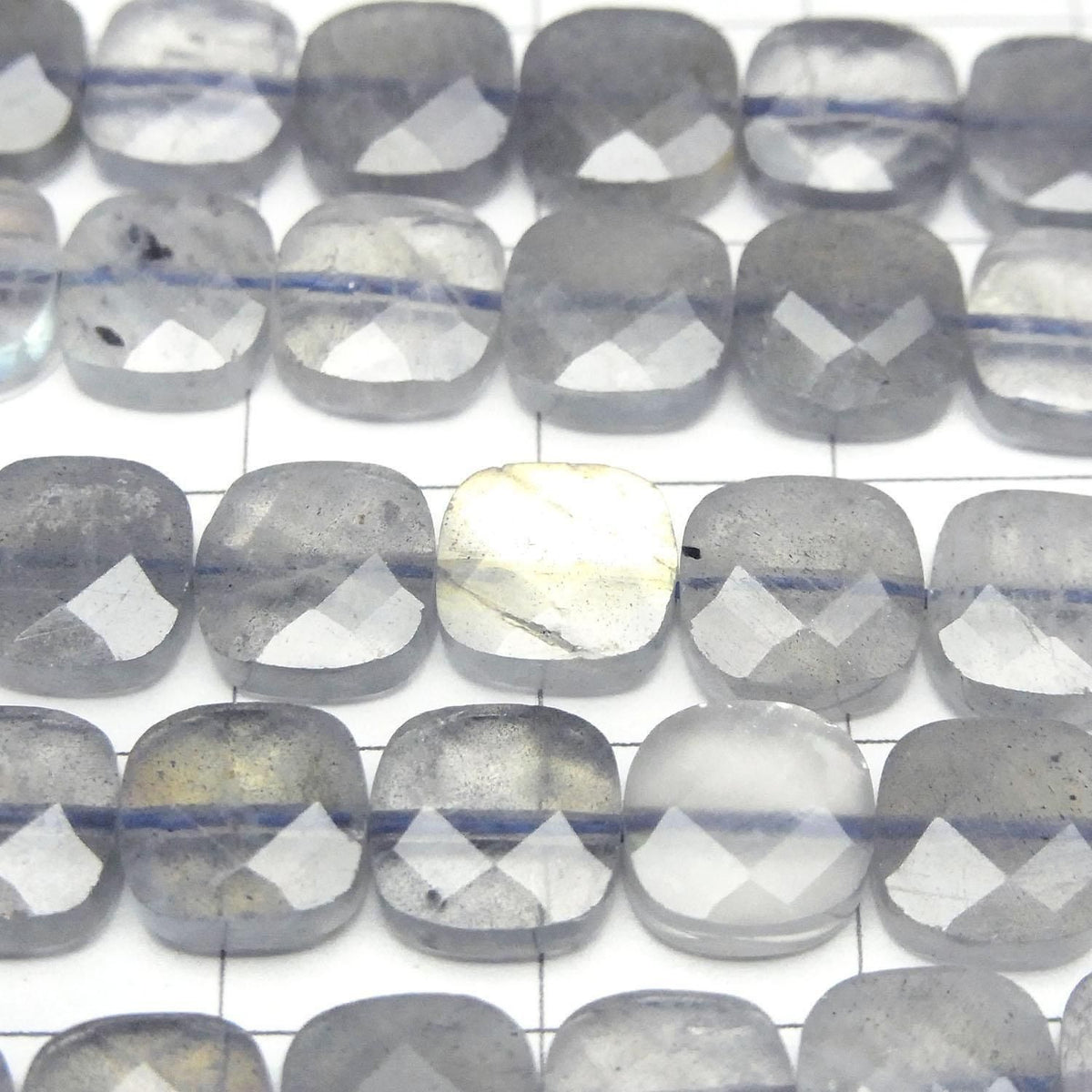 Labradorite AA++ Faceted Square 8x8mm half or 1strand beads (aprx.14inch/35cm)High Quality!