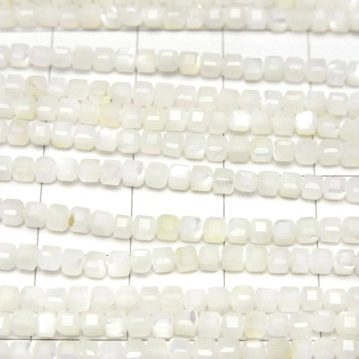 Mother of Pearl (MOP) White Cube Shape 2x2x2mm 1strand beads (approx. 14inch/35cm) High Quality!