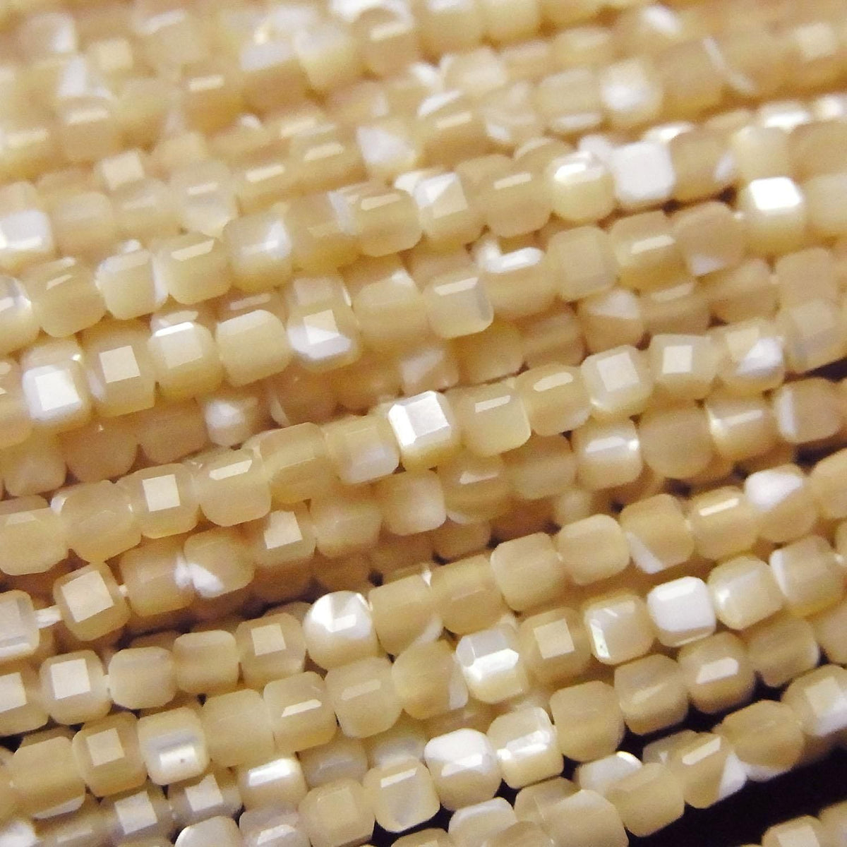 Mother of Pearl (MOP) Beige Cube Shape 2x2x2mm 1strand beads (approx. 14inch/35cm) High Quality!