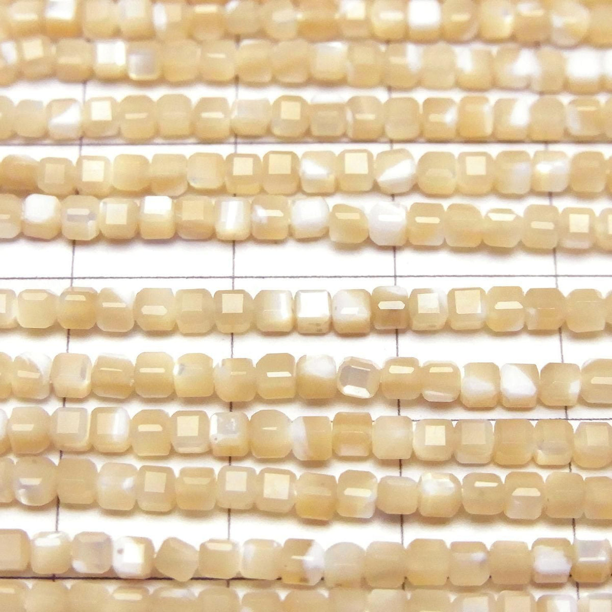 Mother of Pearl (MOP) Beige Cube Shape 2x2x2mm 1strand beads (approx. 14inch/35cm) High Quality!