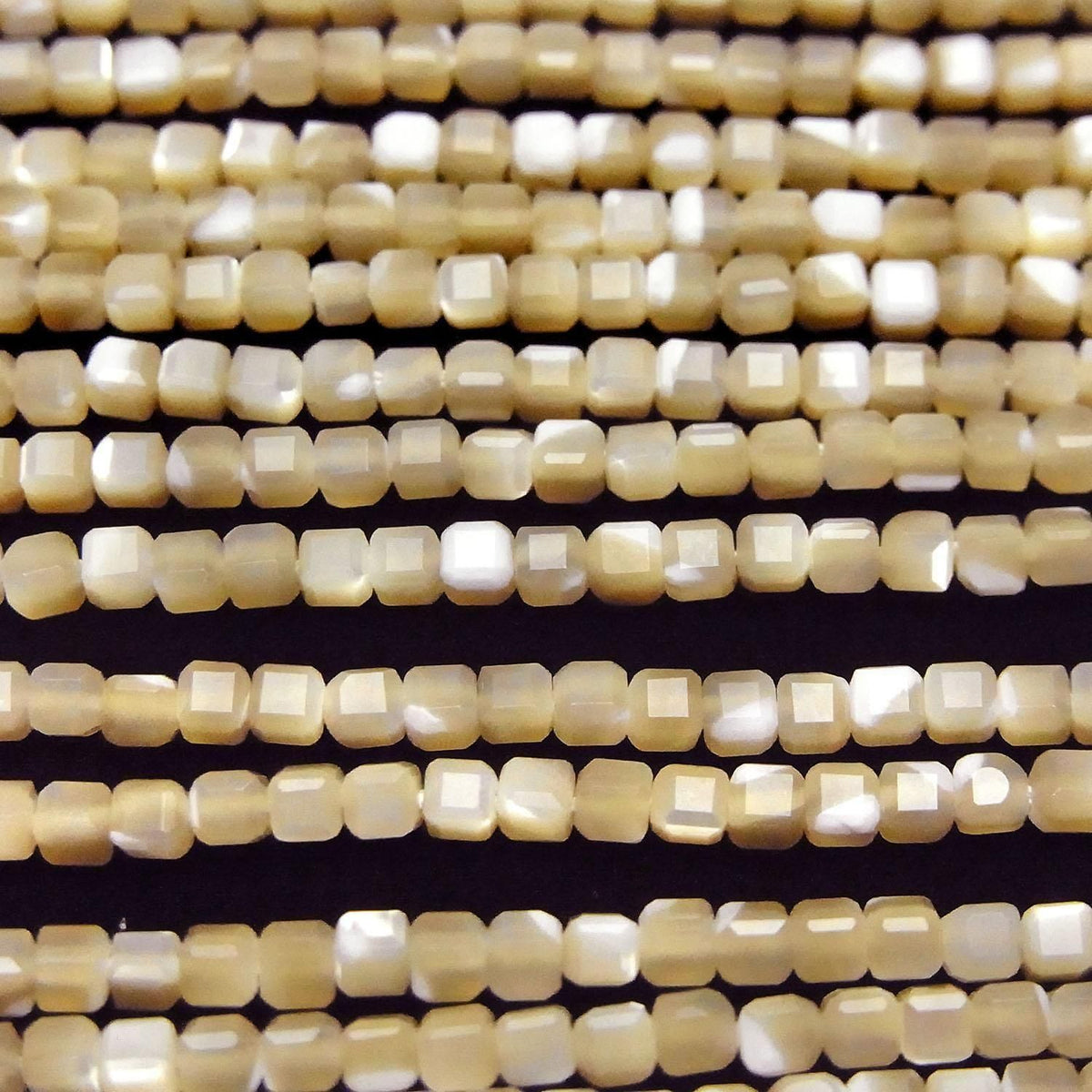 Mother of Pearl (MOP) Beige Cube Shape 2x2x2mm 1strand beads (approx. 14inch/35cm) High Quality!
