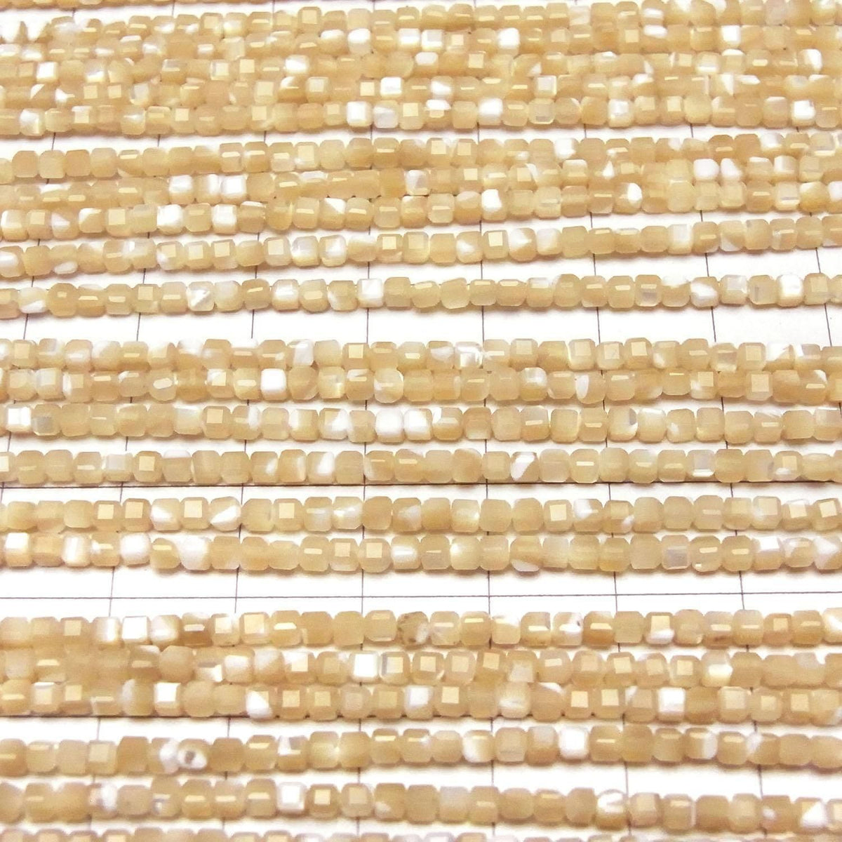 Mother of Pearl (MOP) Beige Cube Shape 2x2x2mm 1strand beads (approx. 14inch/35cm) High Quality!