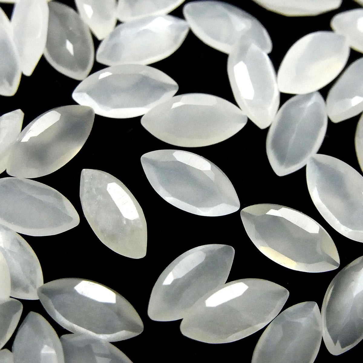 High Quality White Moonstone AAA- Loose Stone Marquise Faceted 10x5mm 3pcs
