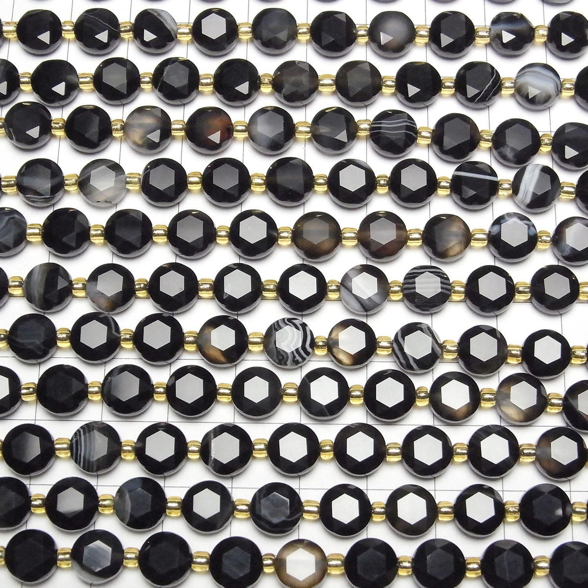 Striped Onyx Hexagram Faceted Coin 8x8x4mm 1strand beads (aprx.15inch/37cm)High Quality!