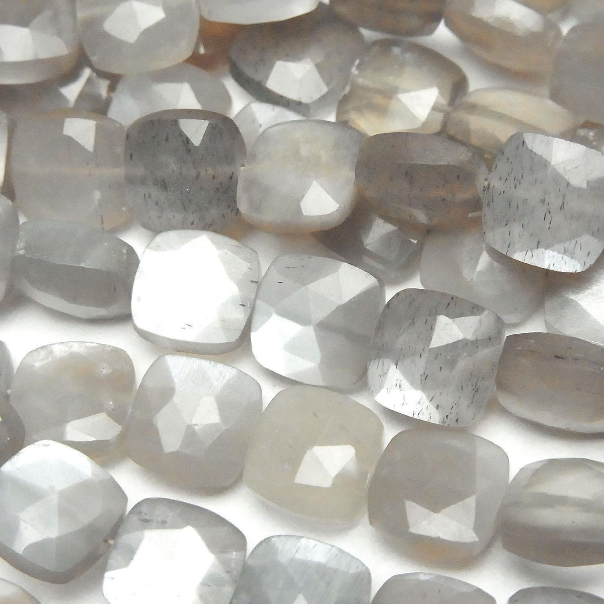 Gray Moonstone AA++ Faceted Square 8x8mm 1strand beads (approx. 7 inches/18 cm)