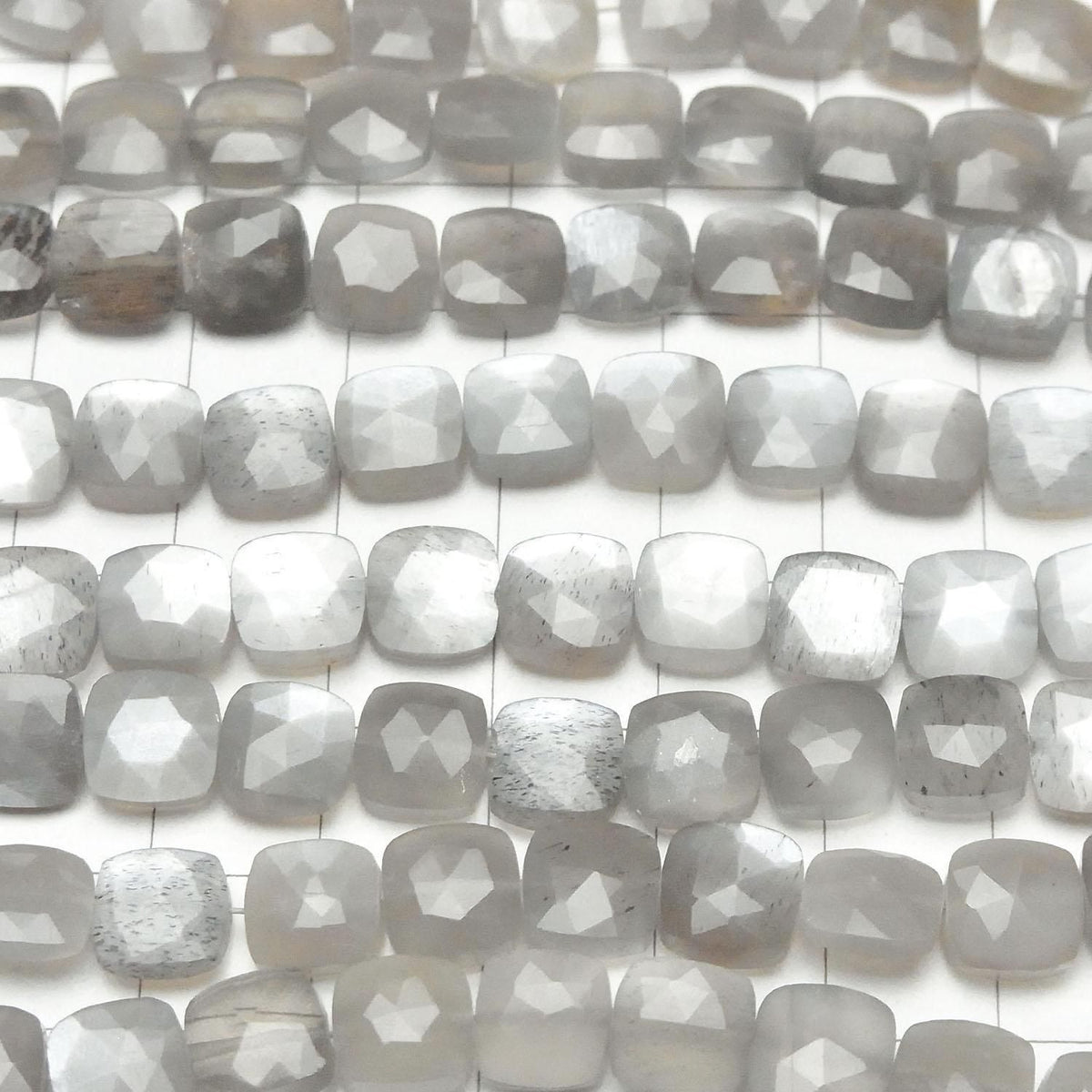 Gray Moonstone AA++ Faceted Square 8x8mm 1strand beads (approx. 7 inches/18 cm)