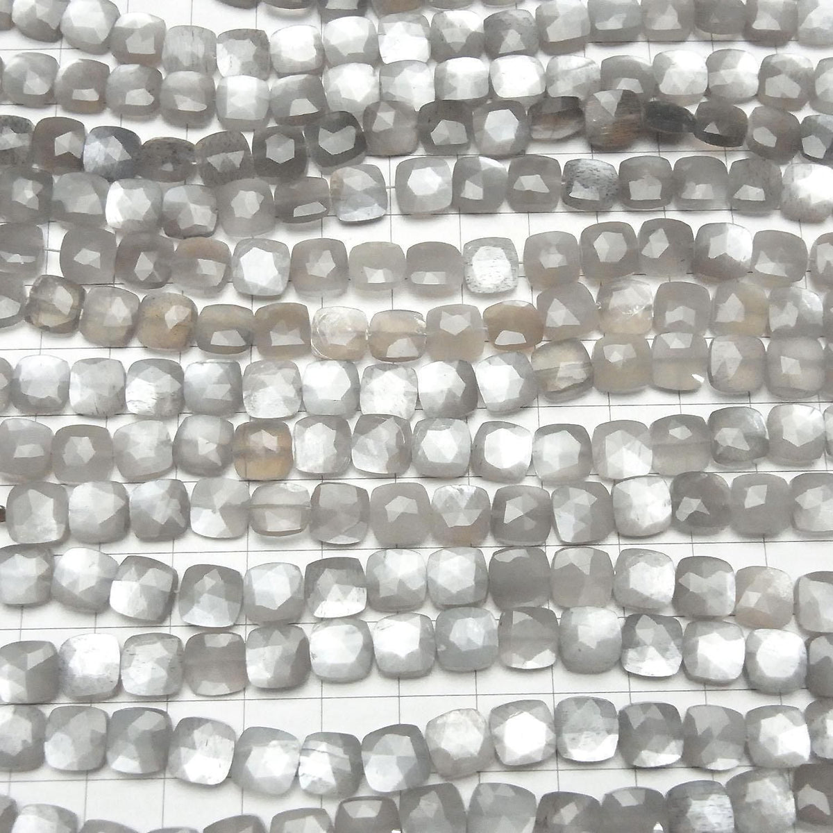 Gray Moonstone AA++ Faceted Square 8x8mm 1strand beads (approx. 7 inches/18 cm)