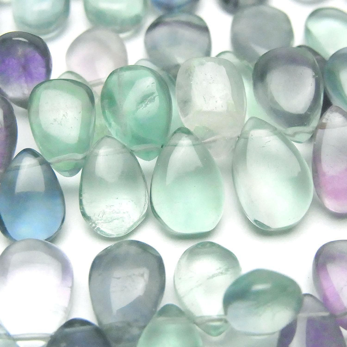 Multicolor Fluorite AA++ Pear Shape (Smooth) 1strand beads (approx. 7 inches/17 cm)