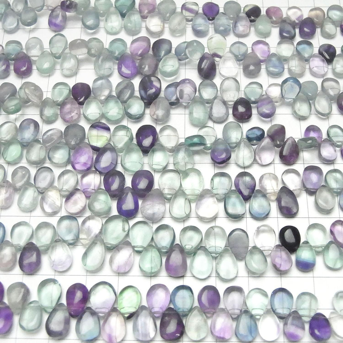 Multicolor Fluorite AA++ Pear Shape (Smooth) 1strand beads (approx. 7 inches/17 cm)