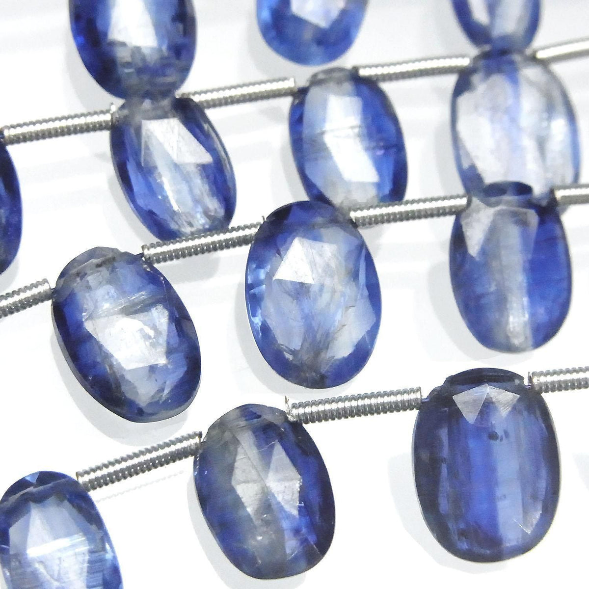 Kyanite AA++ Faceted Oval Top Side Drilled Hole 1strand beads (15pcs )